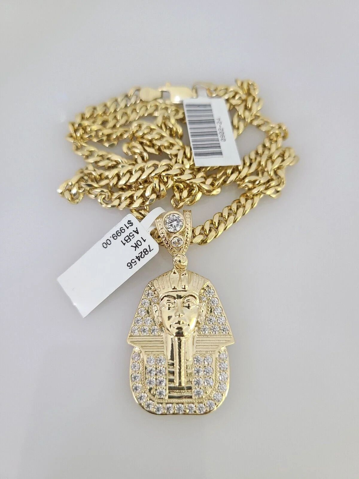 10kt Gold Miami Cuban Chain Pharaoh Charm Pendant 5mm 18-28 Inch Necklace - Image 5