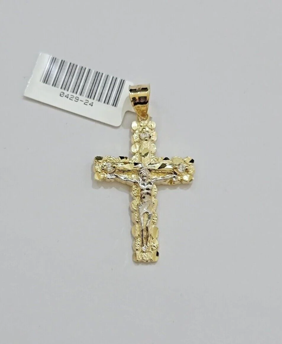 10kt Gold Milano Rope Chain Cross Charm Pendant Set 18-24 Inch 3mm Necklace REAL - Image 4