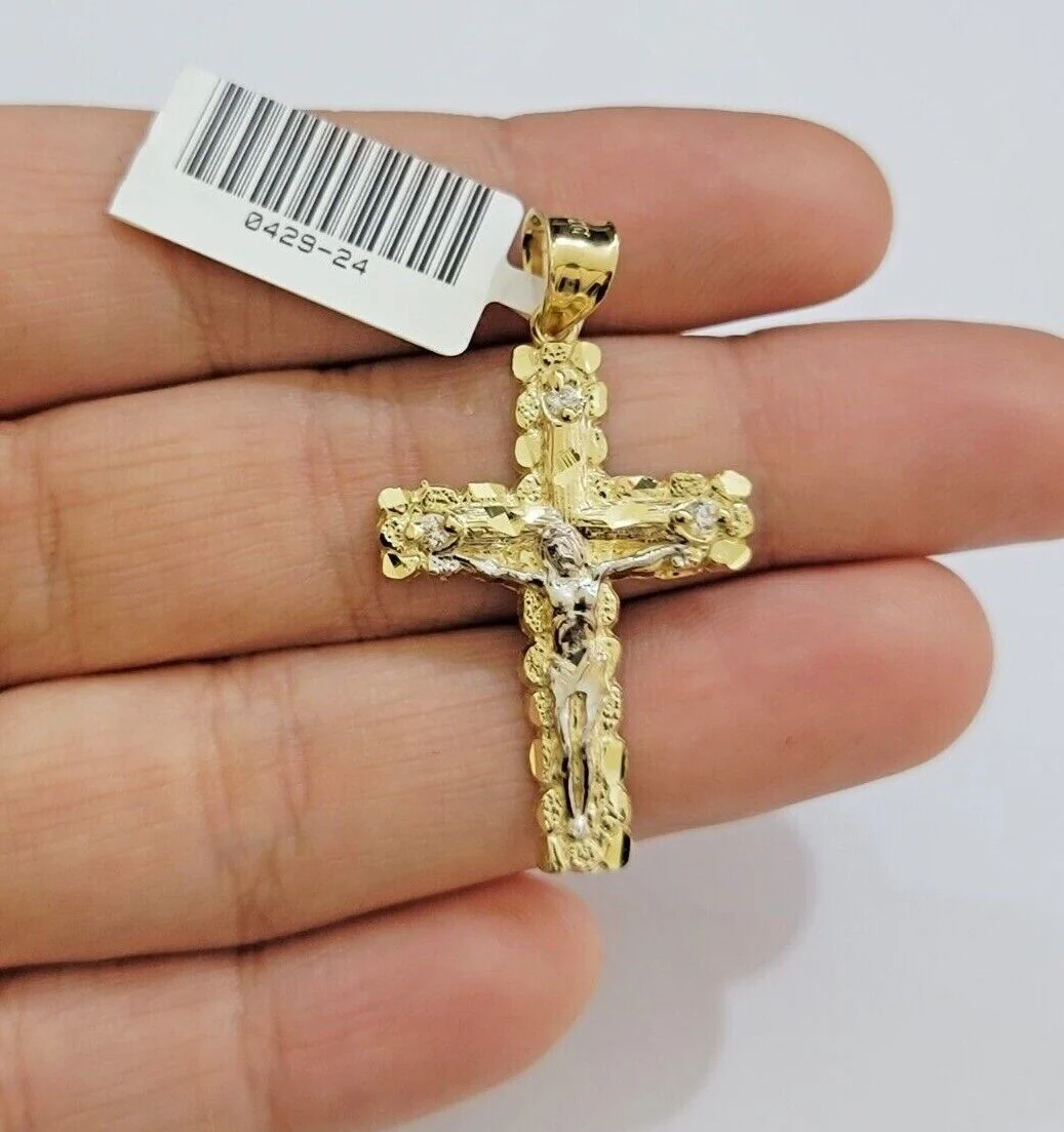 10kt Gold Milano Rope Chain Cross Charm Pendant Set 18-24 Inch 3mm Necklace REAL - Image 9