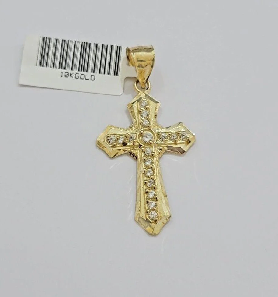 10kt Gold Milano Rope Chain Jesus Cross Charm Pendant Set 18-24'' Inch Necklace - Image 12