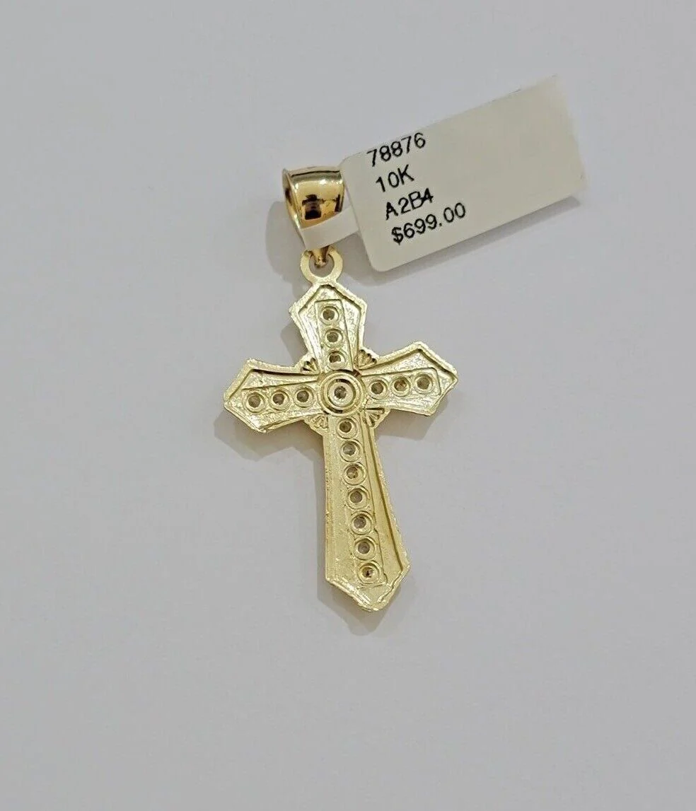 10kt Gold Milano Rope Chain Jesus Cross Charm Pendant Set 18-24'' Inch Necklace - Image 3