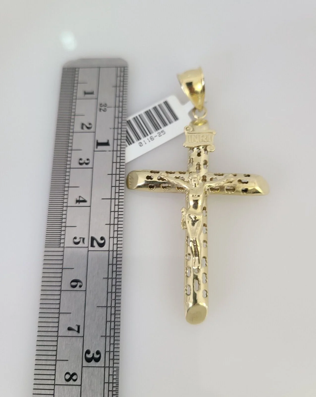 10kt Gold Rope Chain INRI Jesus Cross Charm Set 18"-30'' Inch 5mm Necklace - Image 5