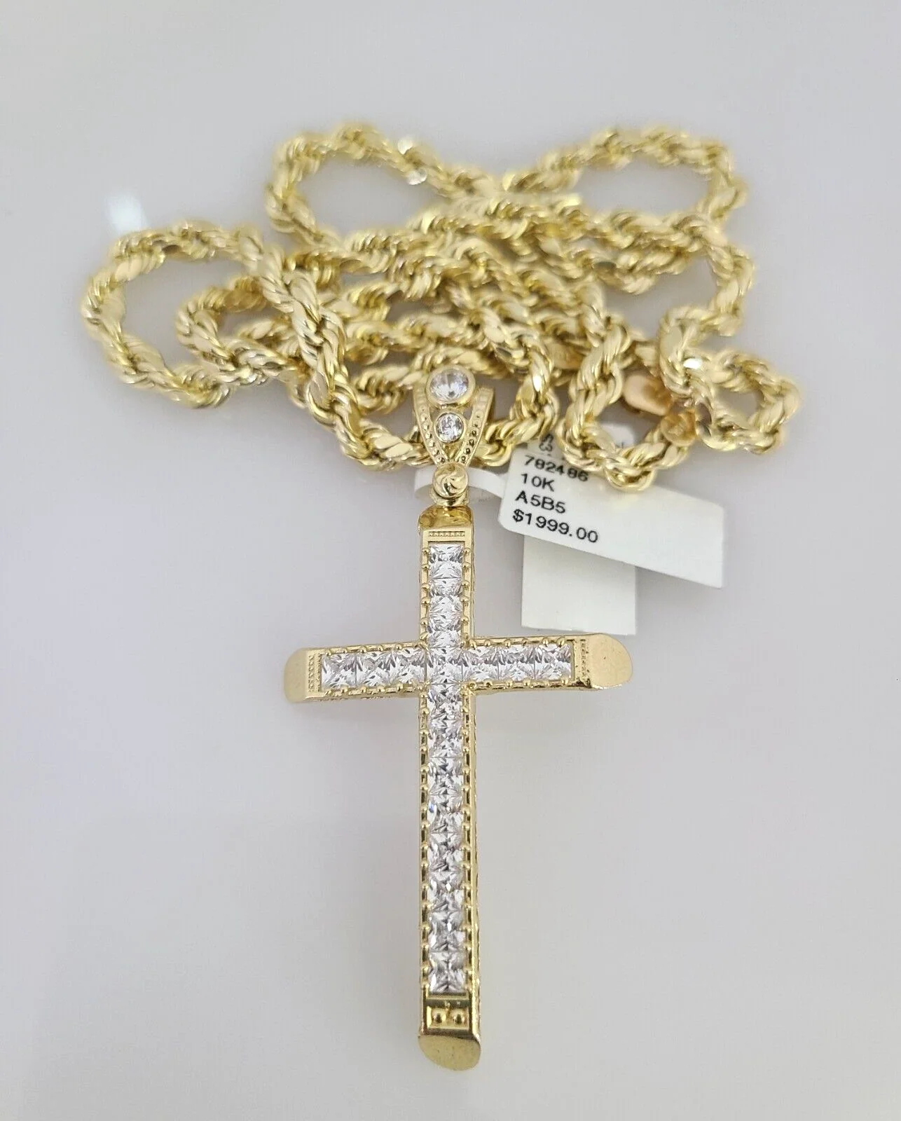 10kt Gold Rope Chain Jesus Cross Charm Set 18"-30'' Inch 5mm Necklace Pendant - Image 4