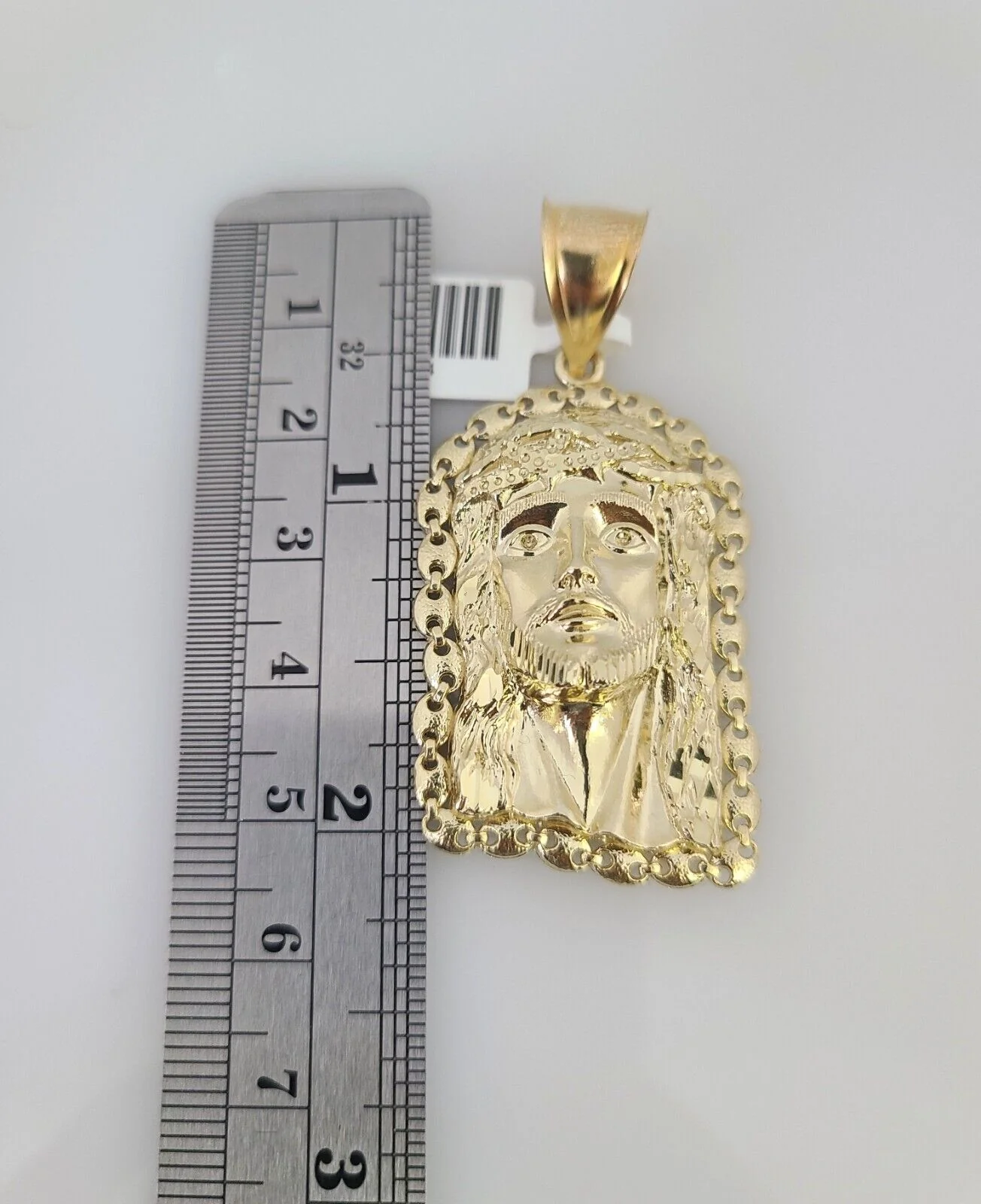 10kt Gold Rope Chain Jesus Head Pendant Charm Set 18"-30'' Inch 5mm Necklace - Image 3