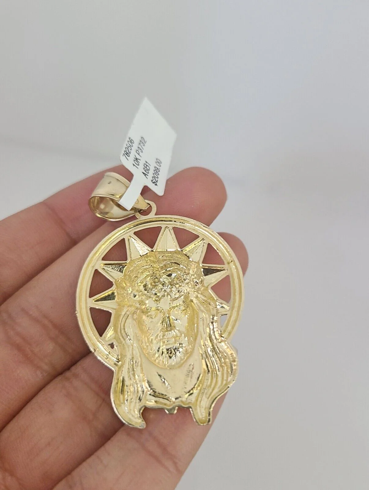 10kt Gold Rope Chain Jesus Head Pendant Charm Set 18"-30'' Inch 5mm Necklace - Image 5