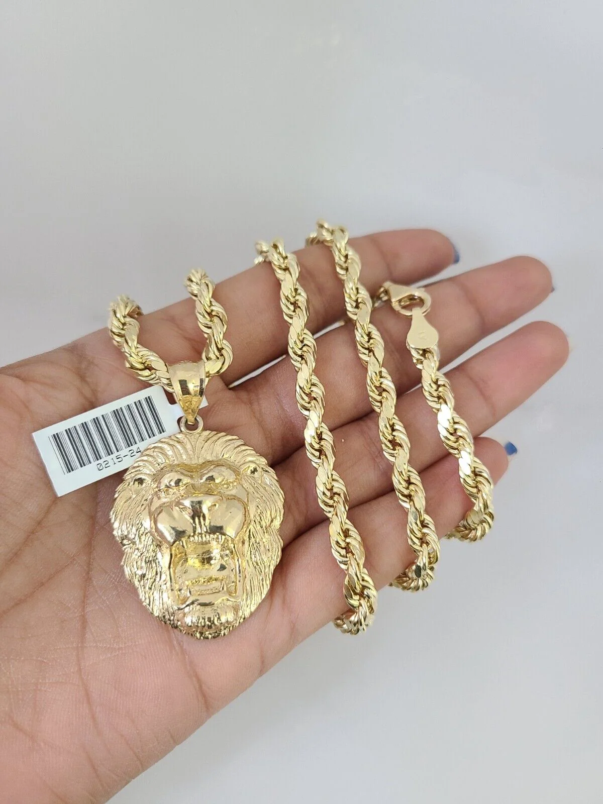 10kt Gold Rope Chain Roaring Lion Charm Set 18"-30'' Inch 6mm Necklace Pendant - Image 5