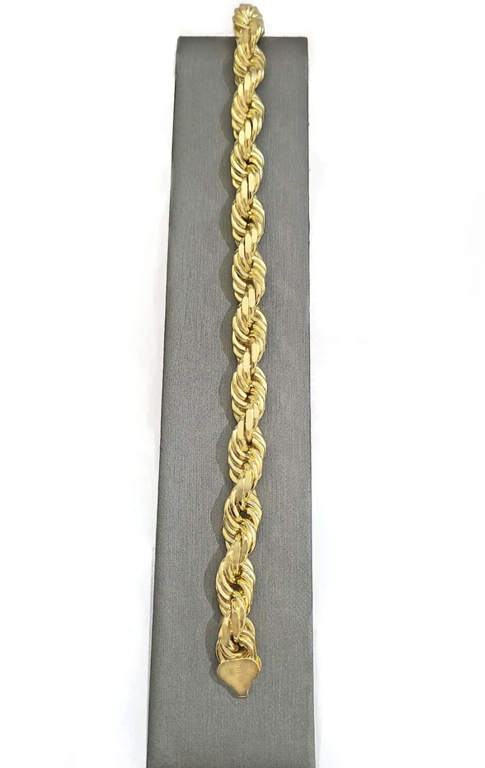 10kt Solid Yellow Gold Rope Bracelet Real 10k 9mm 9 inches Lobster Lock Unisex - Image 5