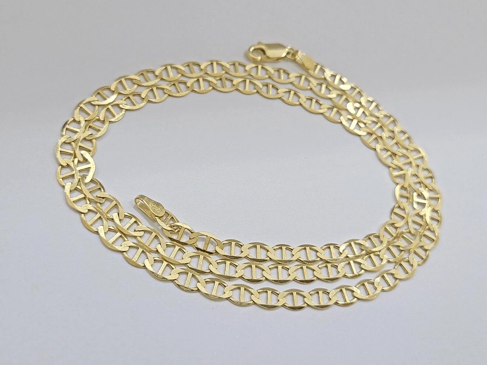 10kt Yellow Gold Anchor Mariner Link Chain Necklace 18Inch 4mm Lobster Lock Real - Image 5