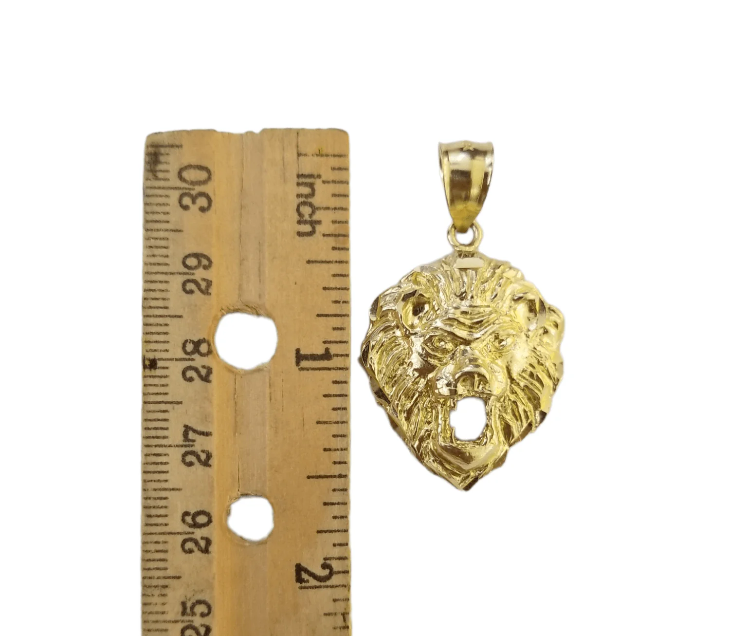 10kYellow Gold Lion Head Pendent 3mm  20" 22" 24" 26" 28" Inch Miami Cuban Chain - Image 3