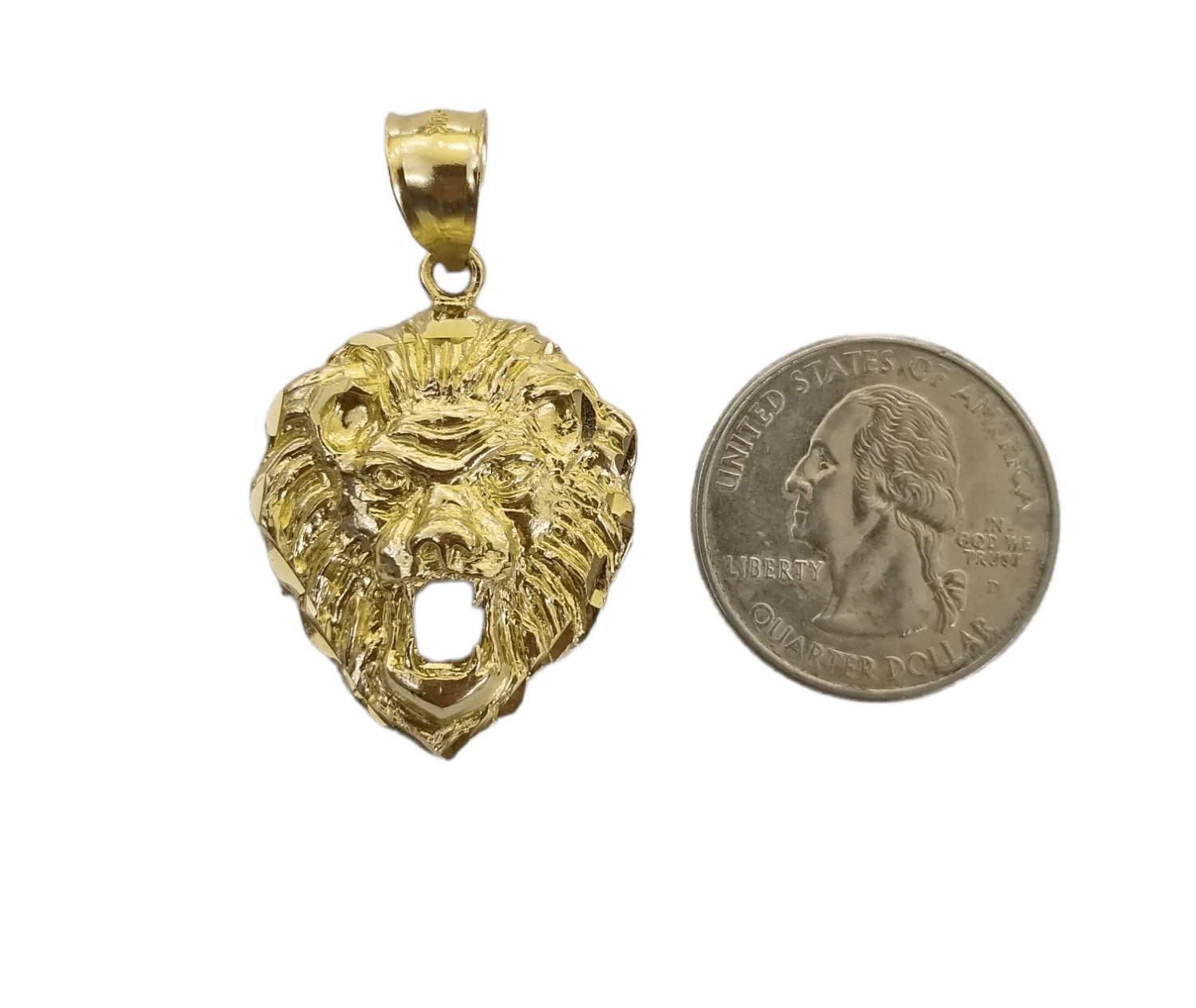 10kYellow Gold Lion Head Pendent 3mm  20" 22" 24" 26" 28" Inch Miami Cuban Chain - Image 5