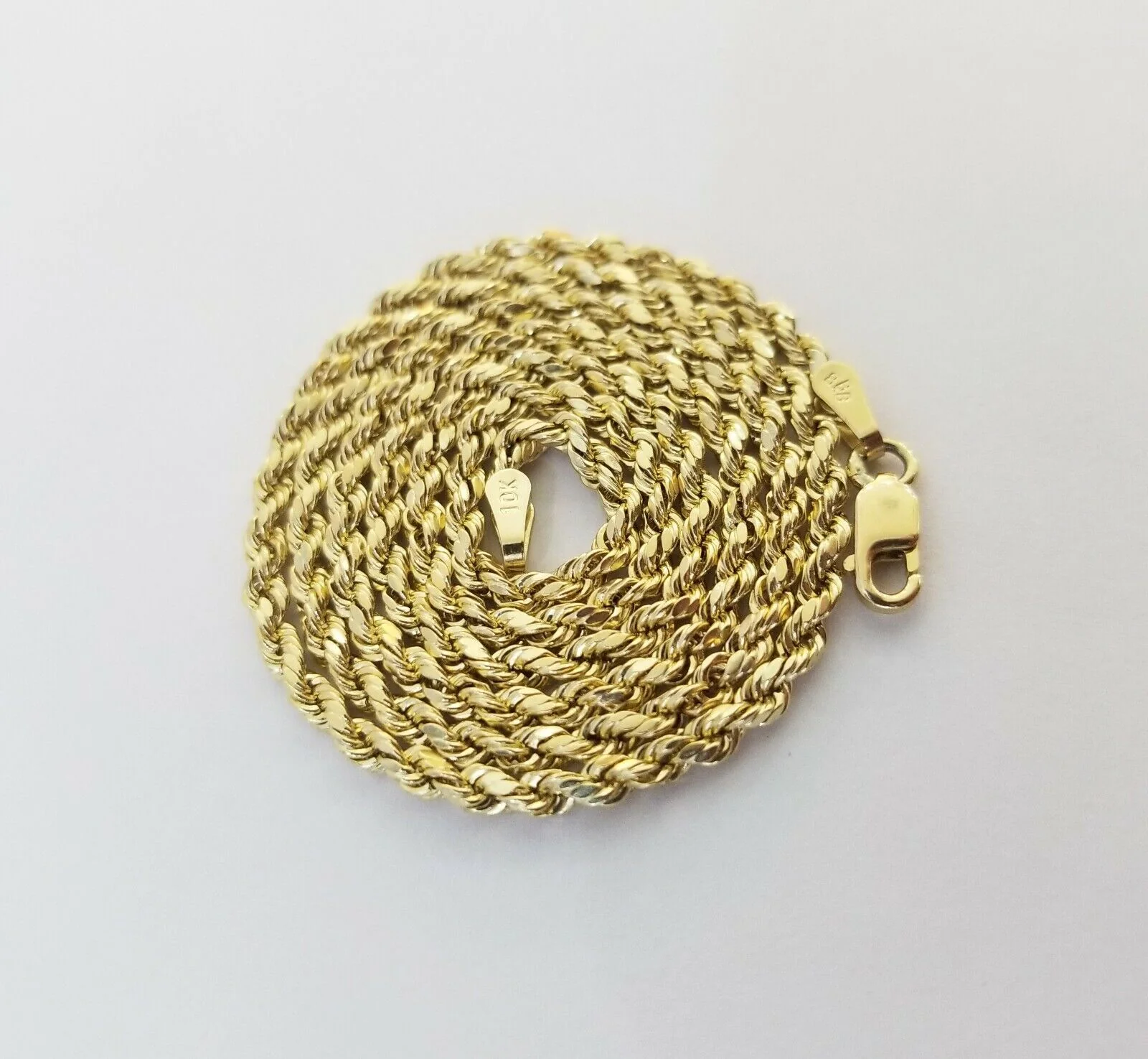 10kYellow Gold round circle Jesus charm 18" inch rope chain 2mm 10kt gold set - Image 10