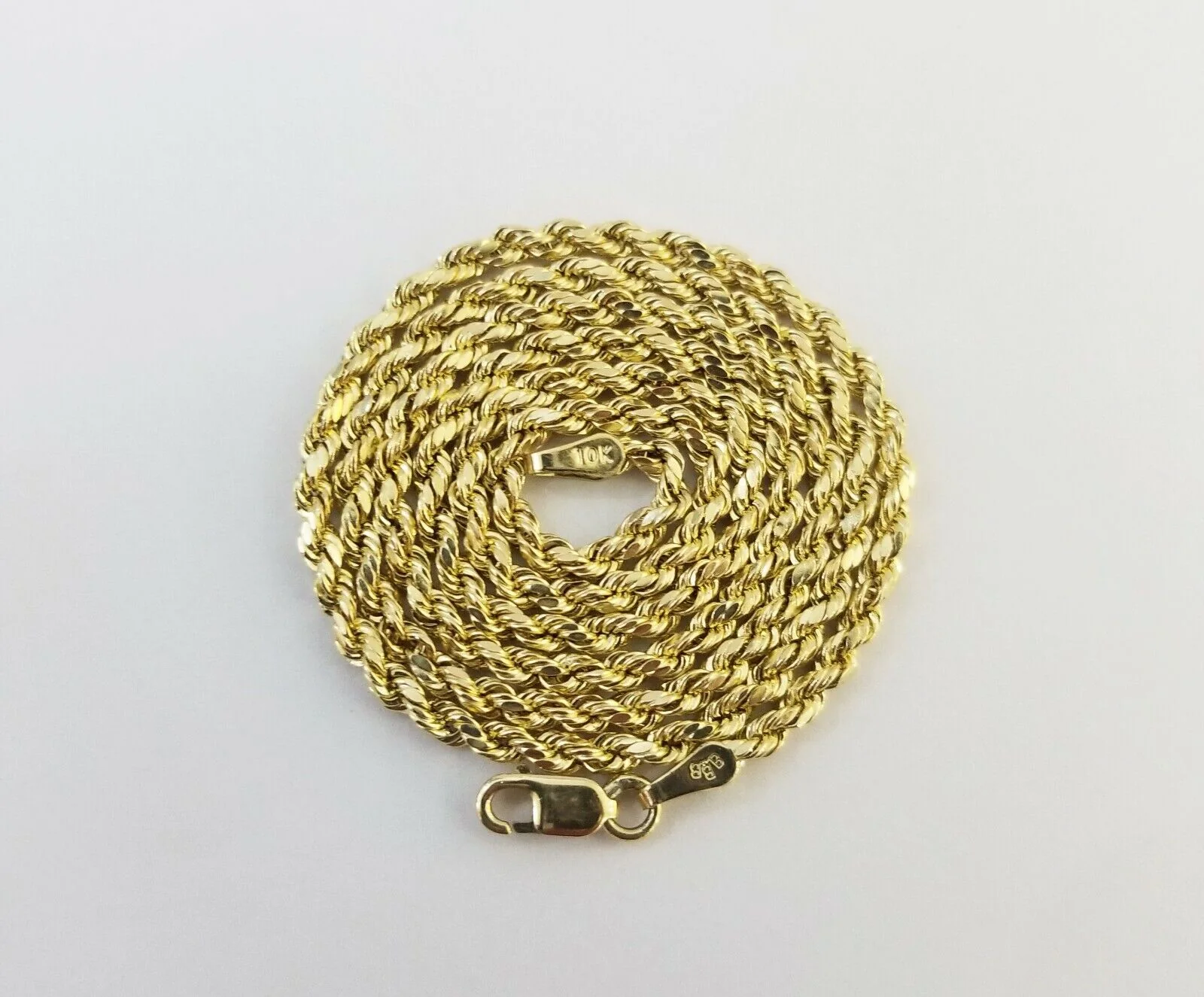10kYellow Gold round circle Jesus charm 18" inch rope chain 2mm 10kt gold set - Image 8