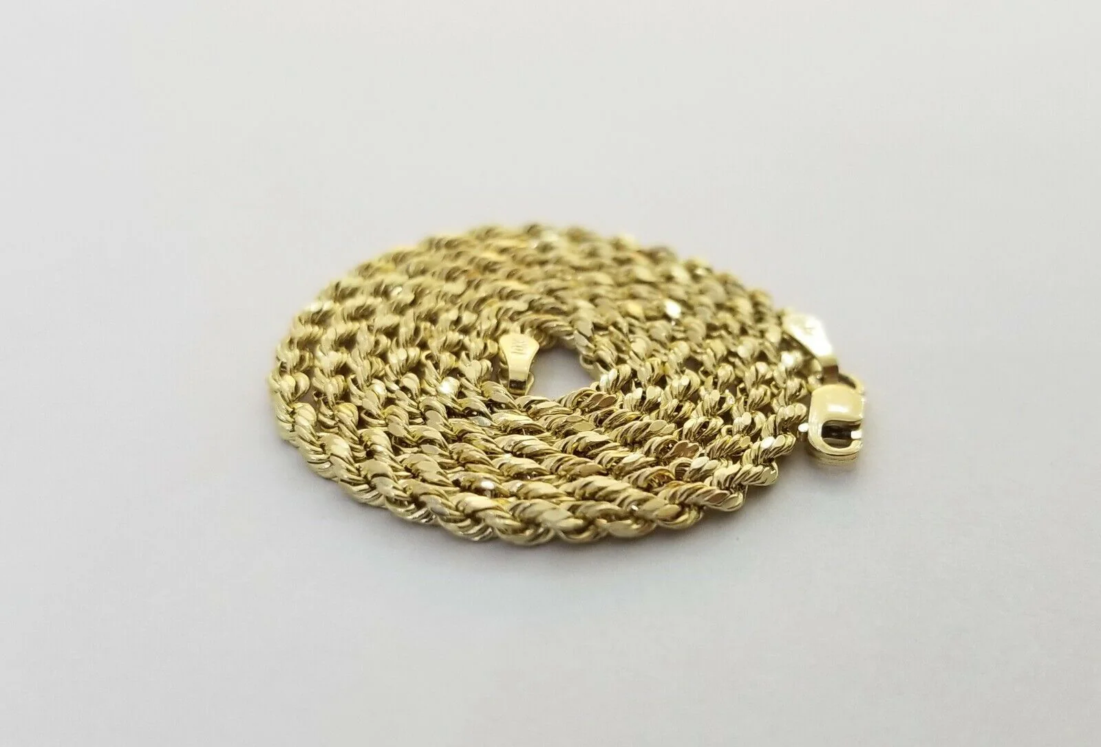 10kYellow Gold round circle Jesus charm 18" inch rope chain 2mm 10kt gold set - Image 9