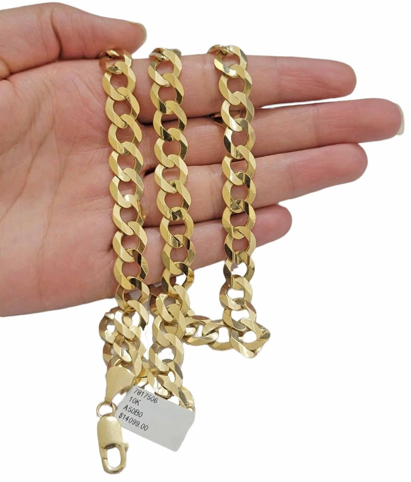 10mm 10k Yellow Gold Cuban Curb Link Chain Necklace 24 Inch Mens REAL 10KT SOLID - Image 3