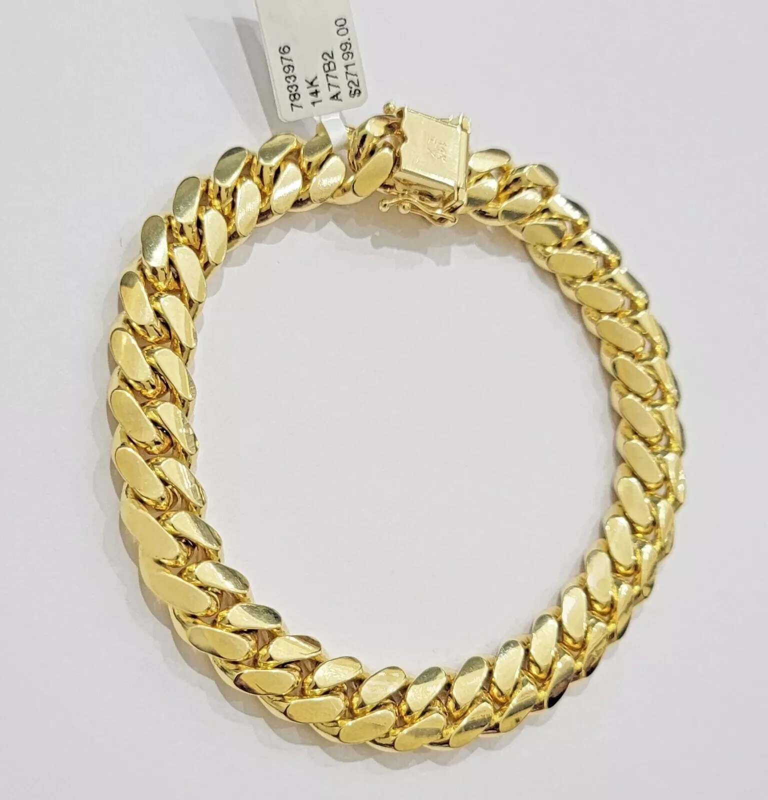 10mm Miami Cuban Link Bracelet 9 Inch Solid 14k Yellow Gold Box Lock REAL 14kt - Image 3