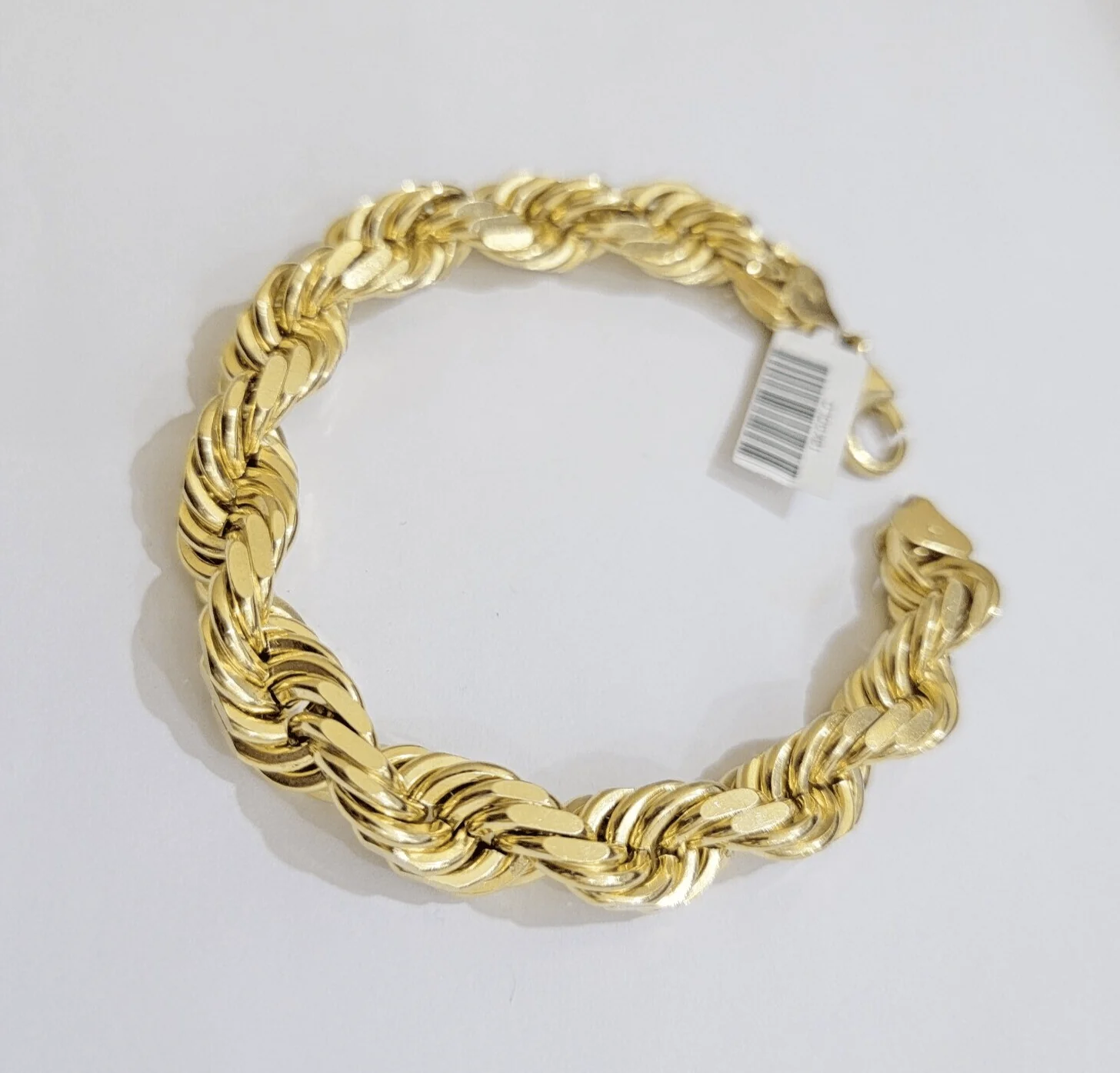 10mm Rope Bracelet 9 Inch Solid 10k Yellow Gold With Diamond cuts Mens REAL 10KT - Image 2