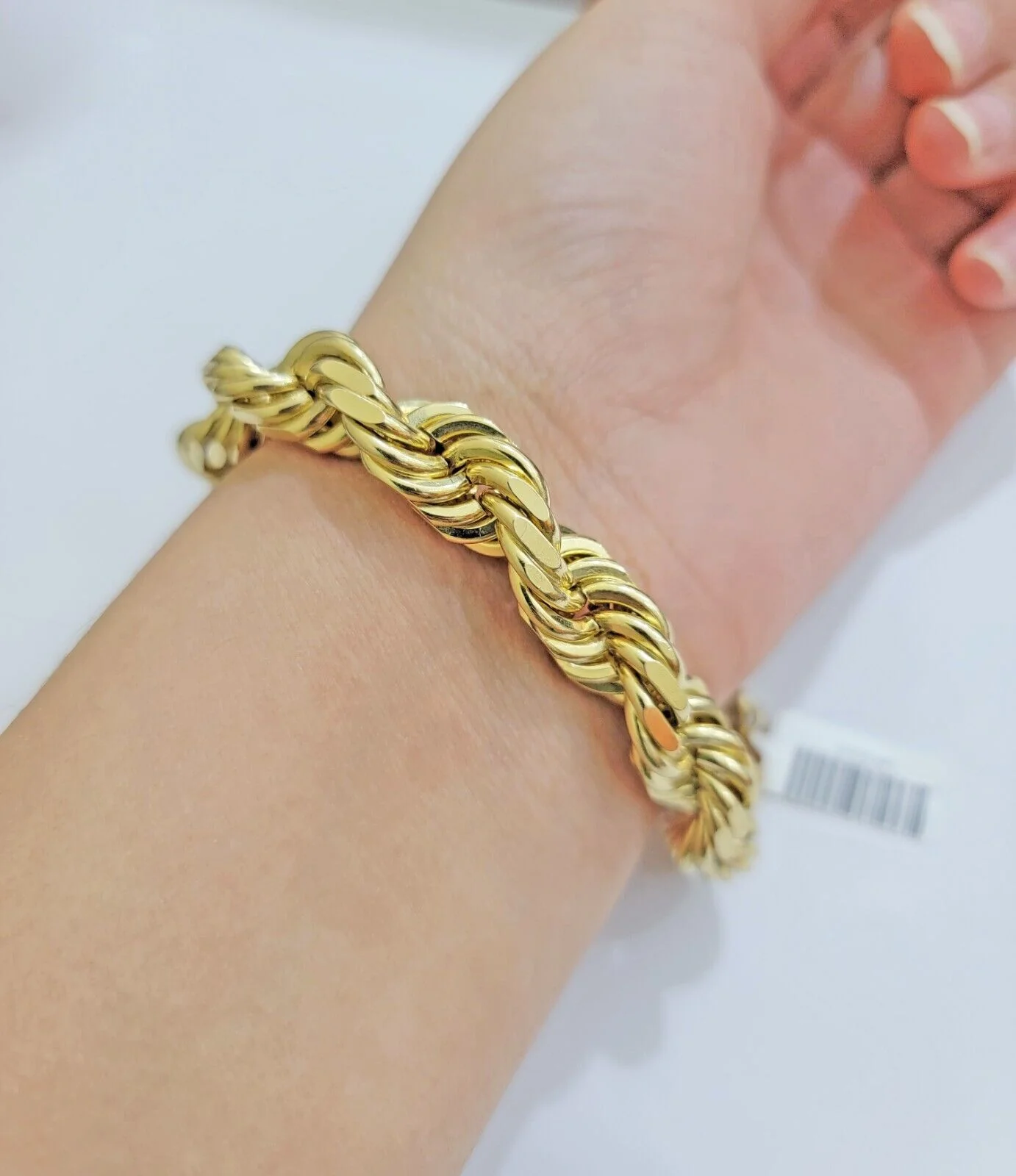 10mm Rope Bracelet 9 Inch Solid 10k Yellow Gold With Diamond cuts Mens REAL 10KT - Image 4