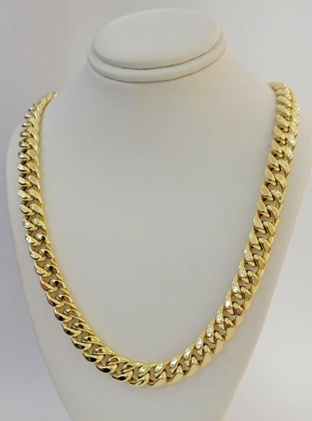 11mm 10k Yellow Gold Chain Necklace Miami Cuban Link  22" Inch Box lock REAL 10K - Image 3