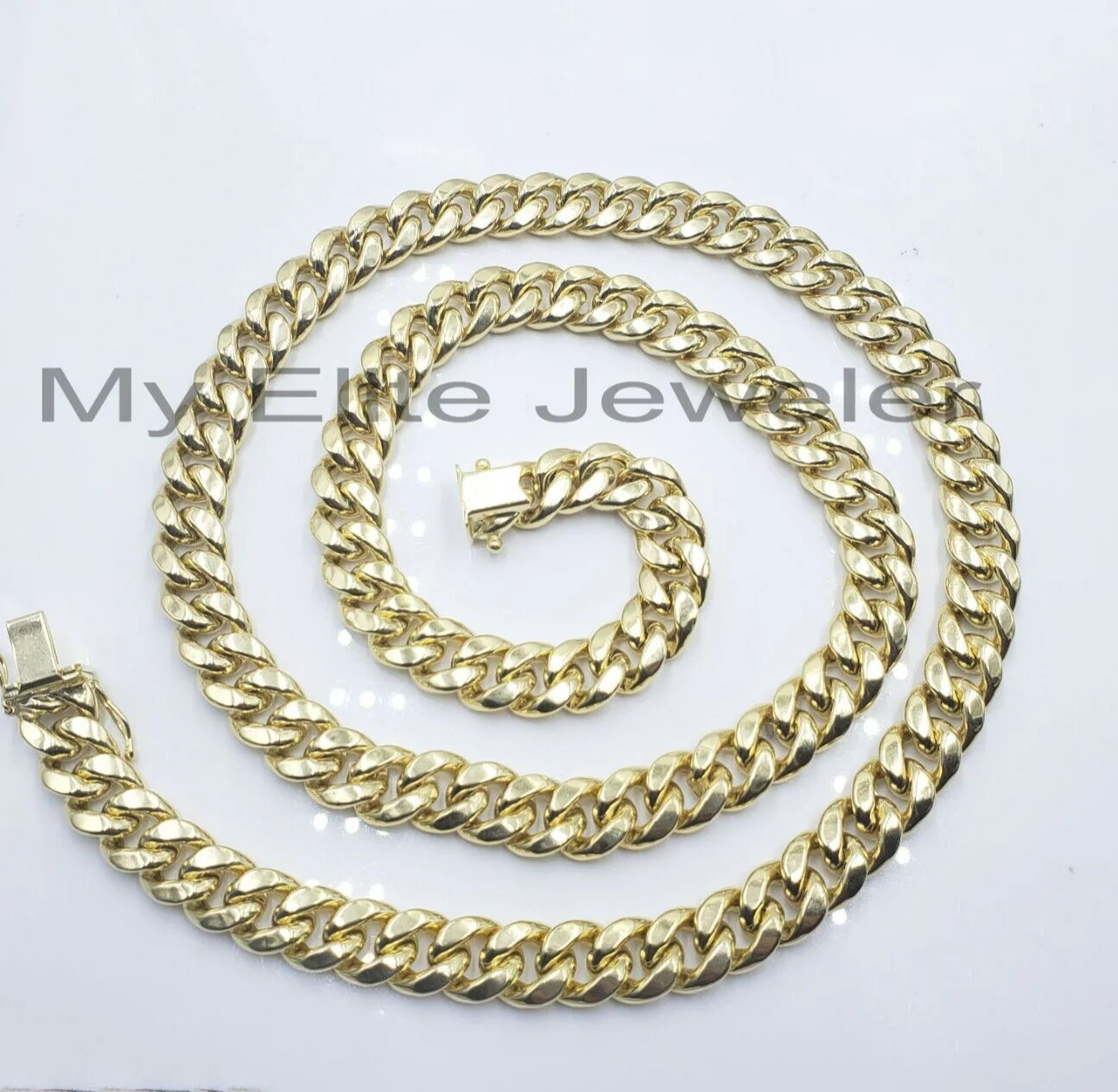 11mm 10k Yellow Gold Chain Necklace Miami Cuban Link  22" Inch Box lock REAL 10K - Image 6