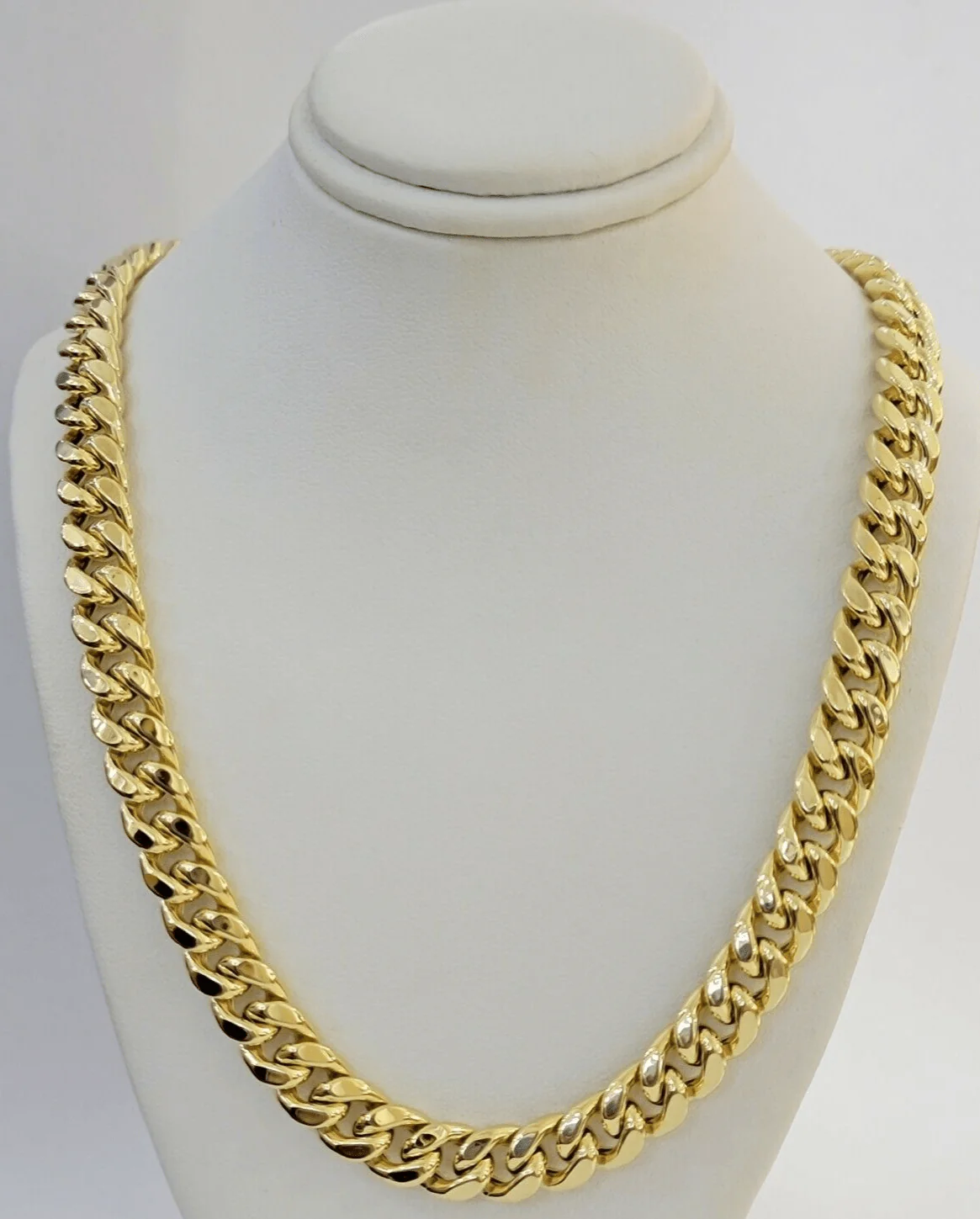 11mm 10k Yellow Gold Chain Necklace Miami Cuban Link 22" Inch Box lock REAL 10K