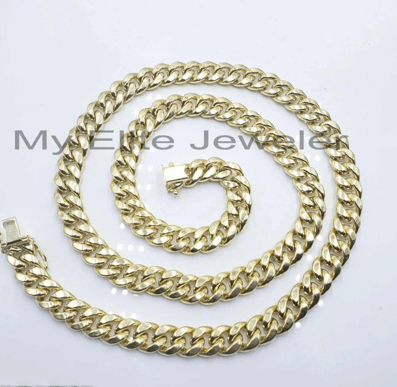 11mm 10k Yellow Gold Chain Necklace Miami Cuban Link 22" Inch Box lock REAL 10K - Image 6