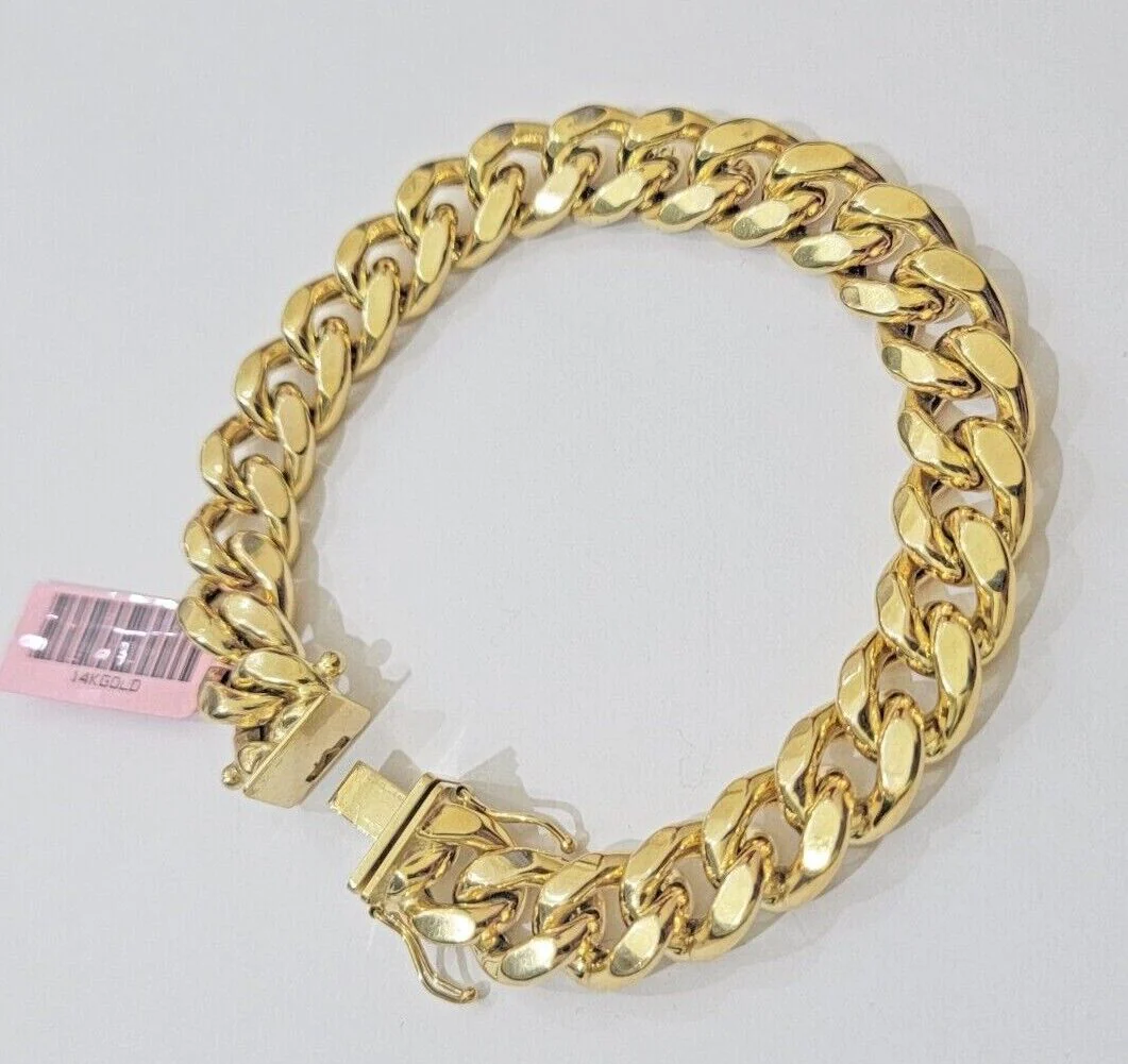 11mm 14k Gold Bracelet Miami Cuban Link 7"- 10 Inch Mens Real 14kt Yellow Gold - Image 5