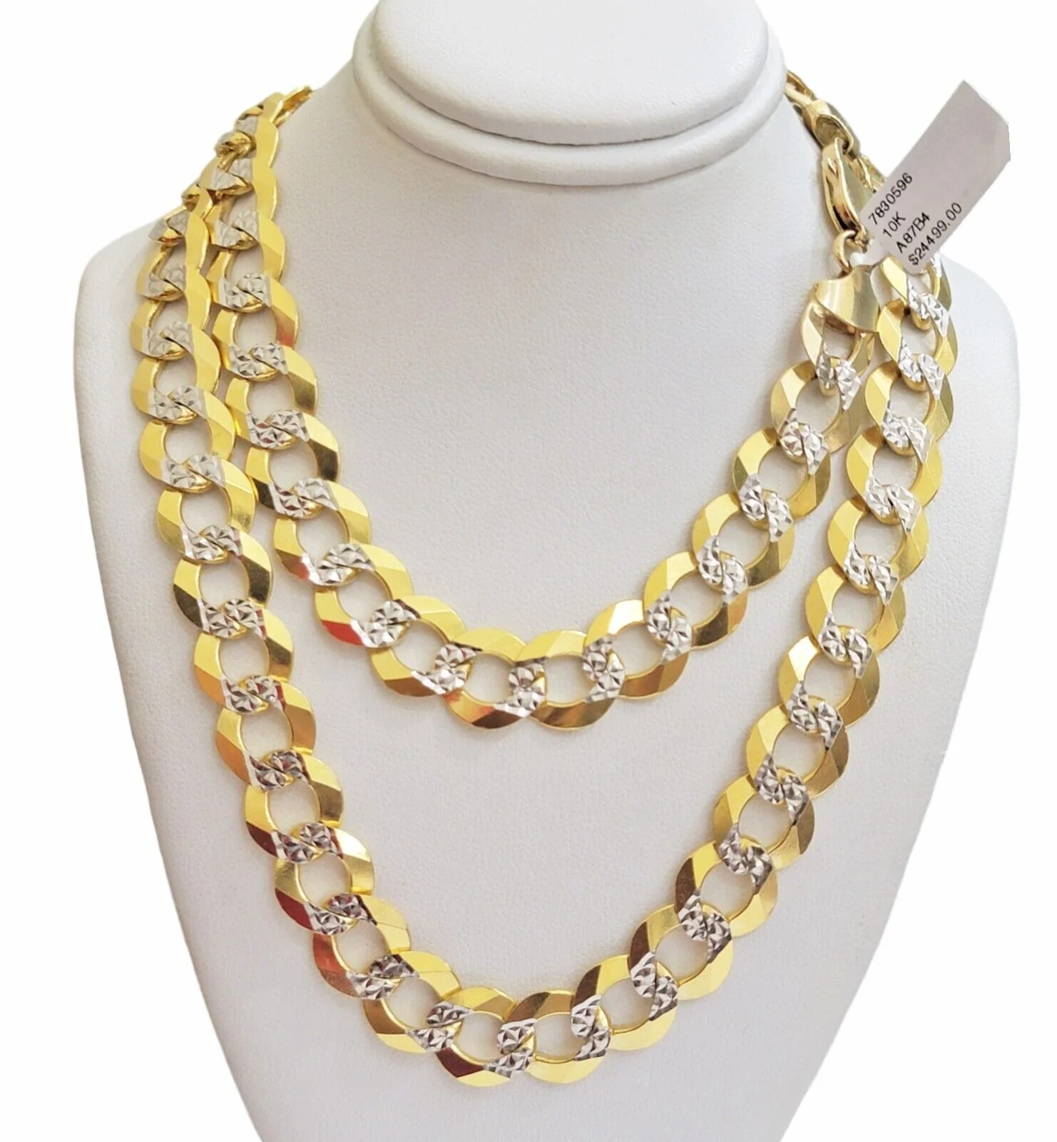 12.5mm Mens Necklace Cuban Curb Link 30" Diamond Cut 10k Yellow Gold Chain SOLID - Image 2