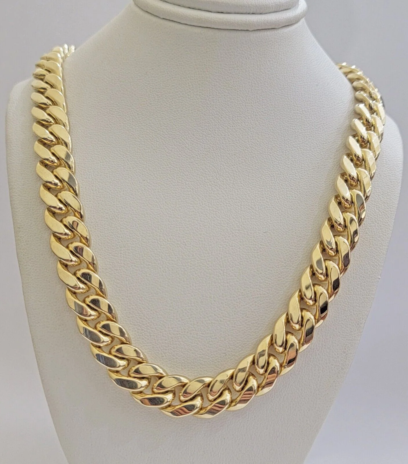 12mm Cuban Link Chain 10k Yellow Gold Mens Necklace 26" Box Clasp Real 10KT SALE - Image 5