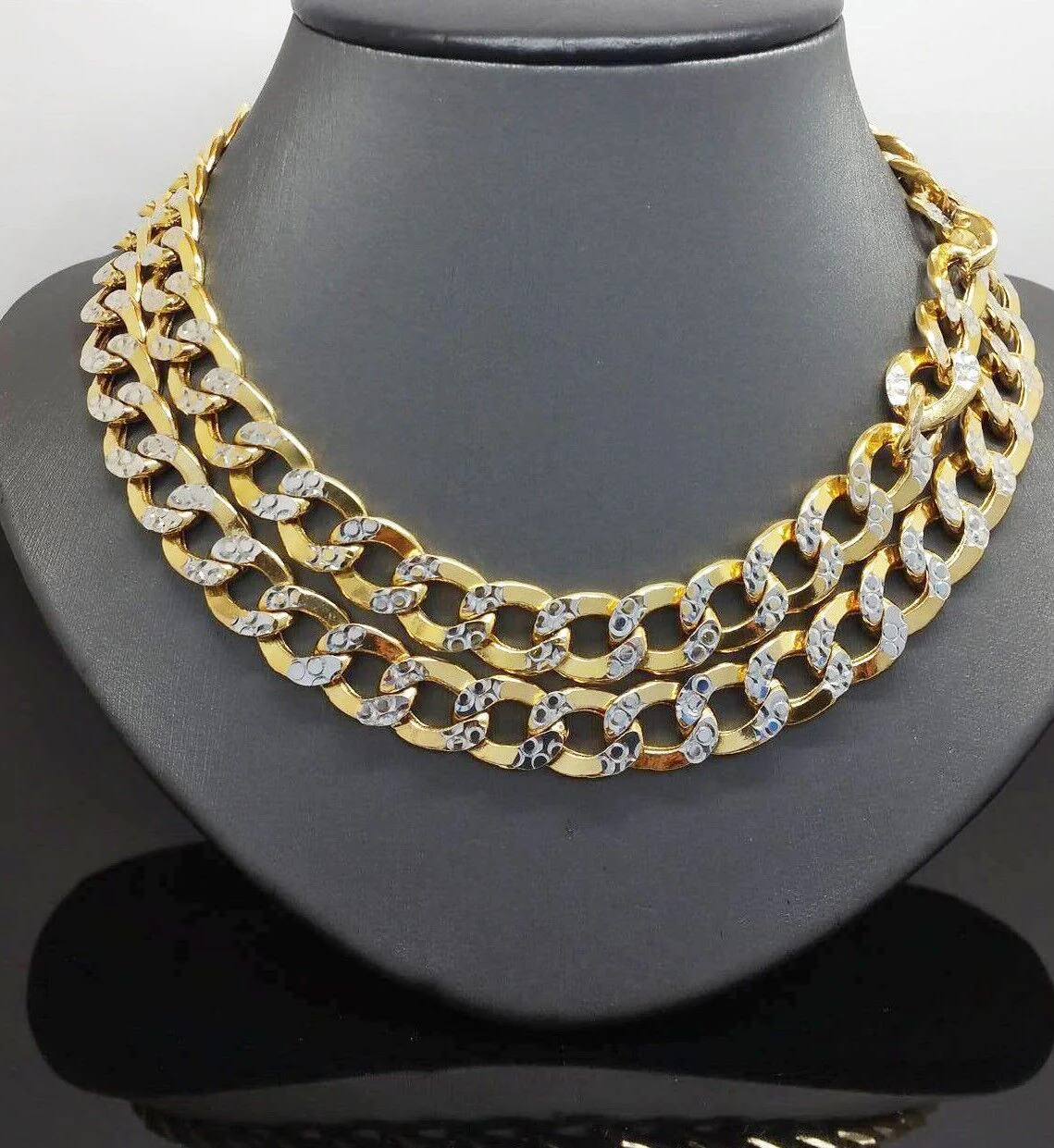 12MM Real Gold Mens Necklace Cuban Link 20-30" Diamond Cut 10k Yellow Gold Chain - Image 2