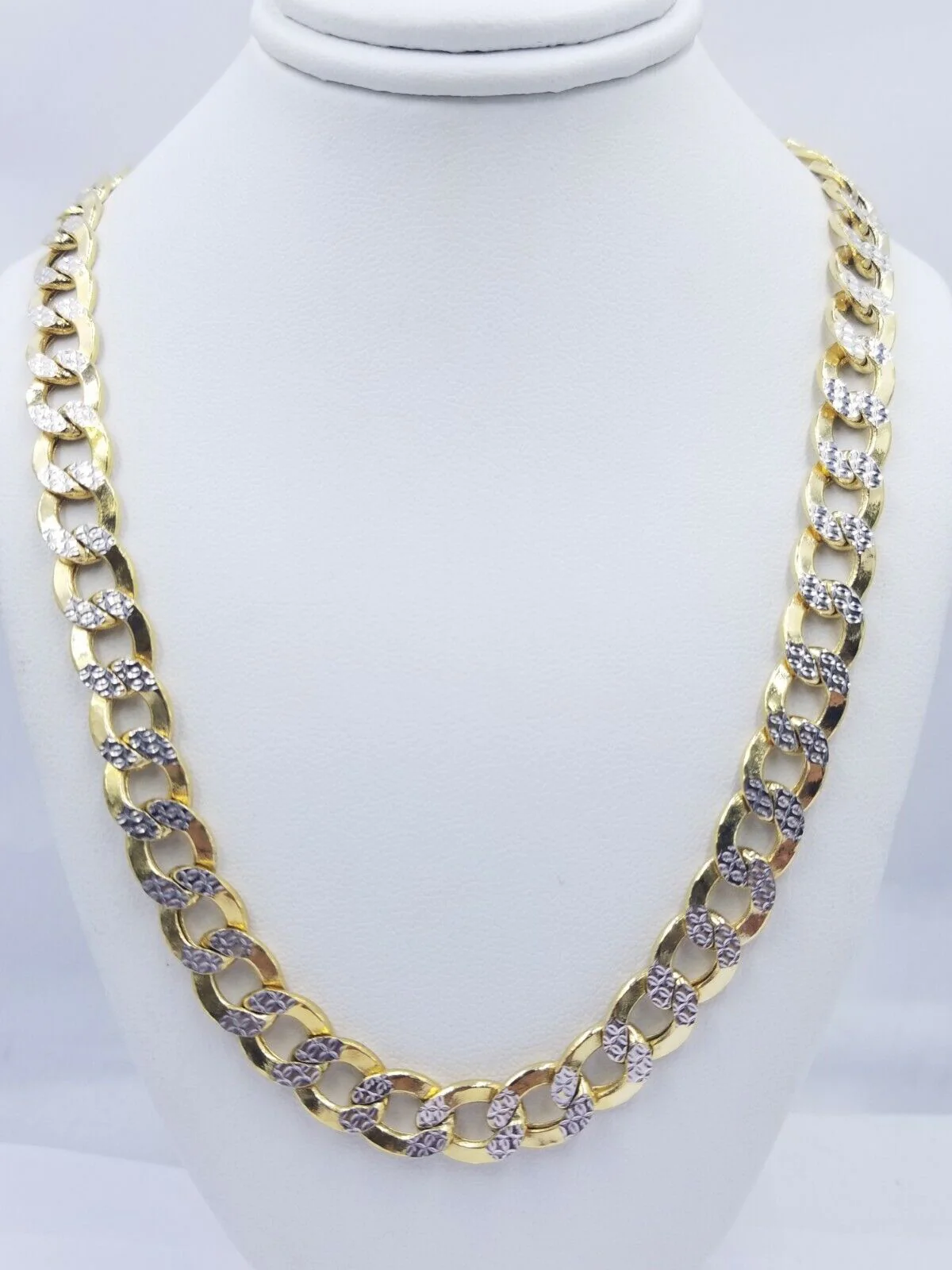 12MM Real Gold Mens Necklace Cuban Link 30" Diamond Cut 10k Yellow Gold Chain