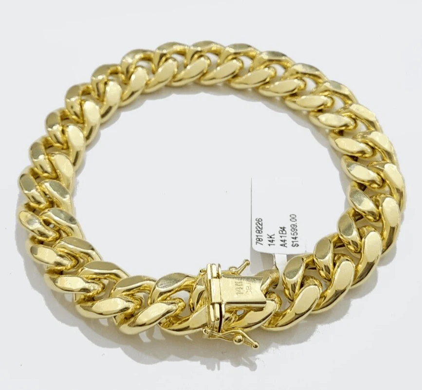 13mm 14k Gold Bracelet Miami Cuban Link 7.5"- 10 Inch Mens Real 14kt Yellow Gold - Image 5