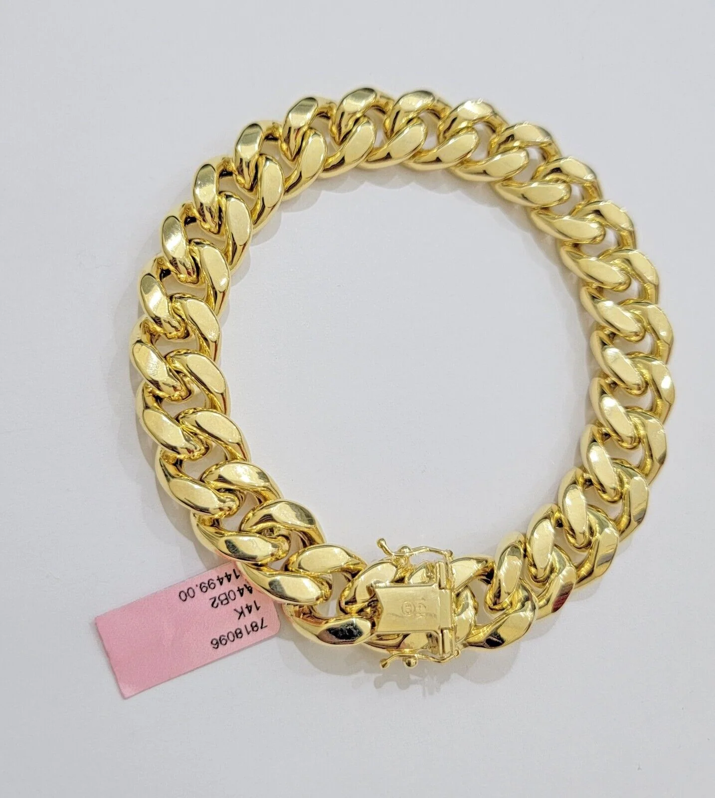 13mm 14k Yellow Gold Bracelet 8 Inch Miami Cuban Link Box Clasp Men's REAL 14kt - Image 3