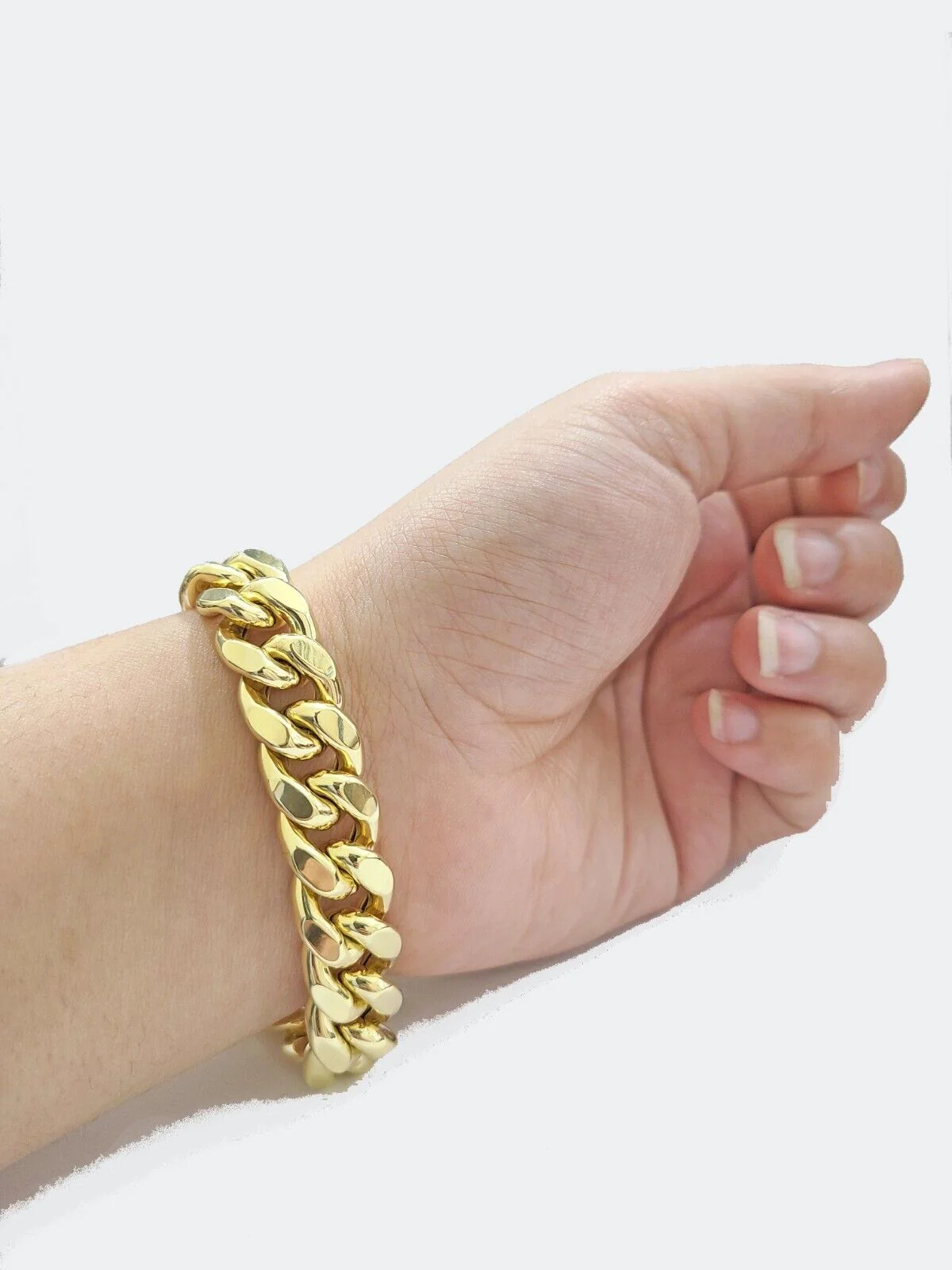 13mm 14k Yellow Gold Bracelet 8 Inch Miami Cuban Link Box Clasp Men's REAL 14kt - Image 3