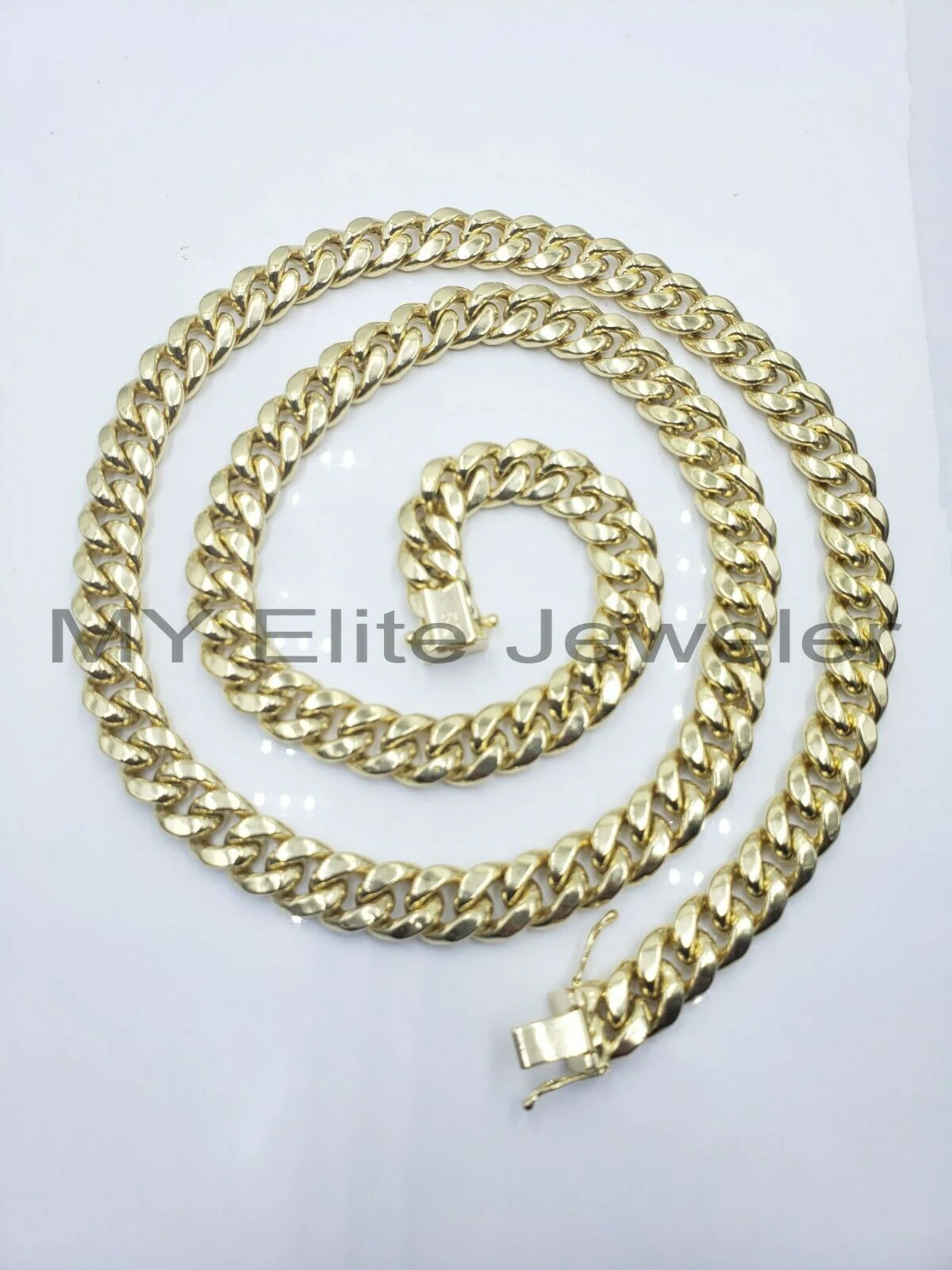 14k 10mm Mens Chain Miami Cuban Link Necklace 22" REAL 14KT Yellow Gold Box lock - Image 3