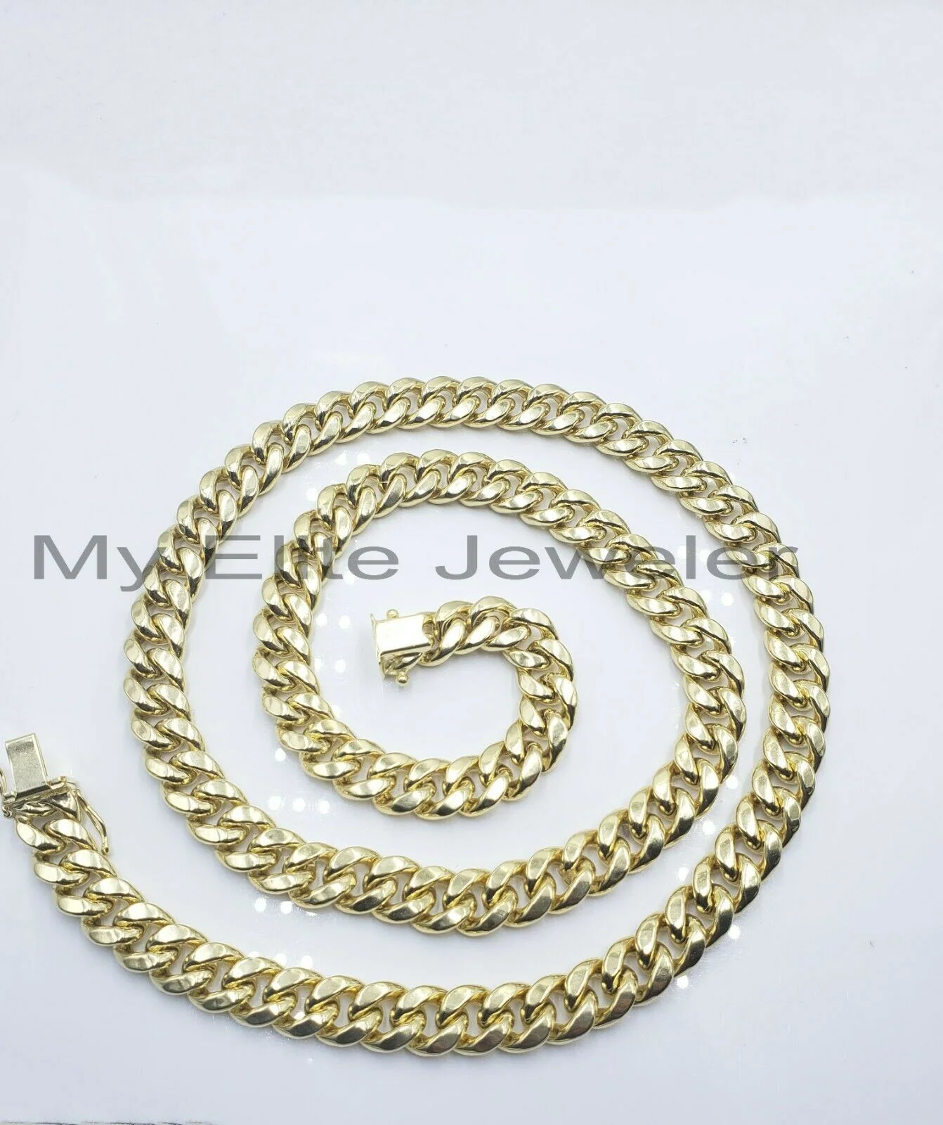 14k 10mm Mens Chain Miami Cuban Link Necklace 22" REAL 14KT Yellow Gold Box lock - Image 5