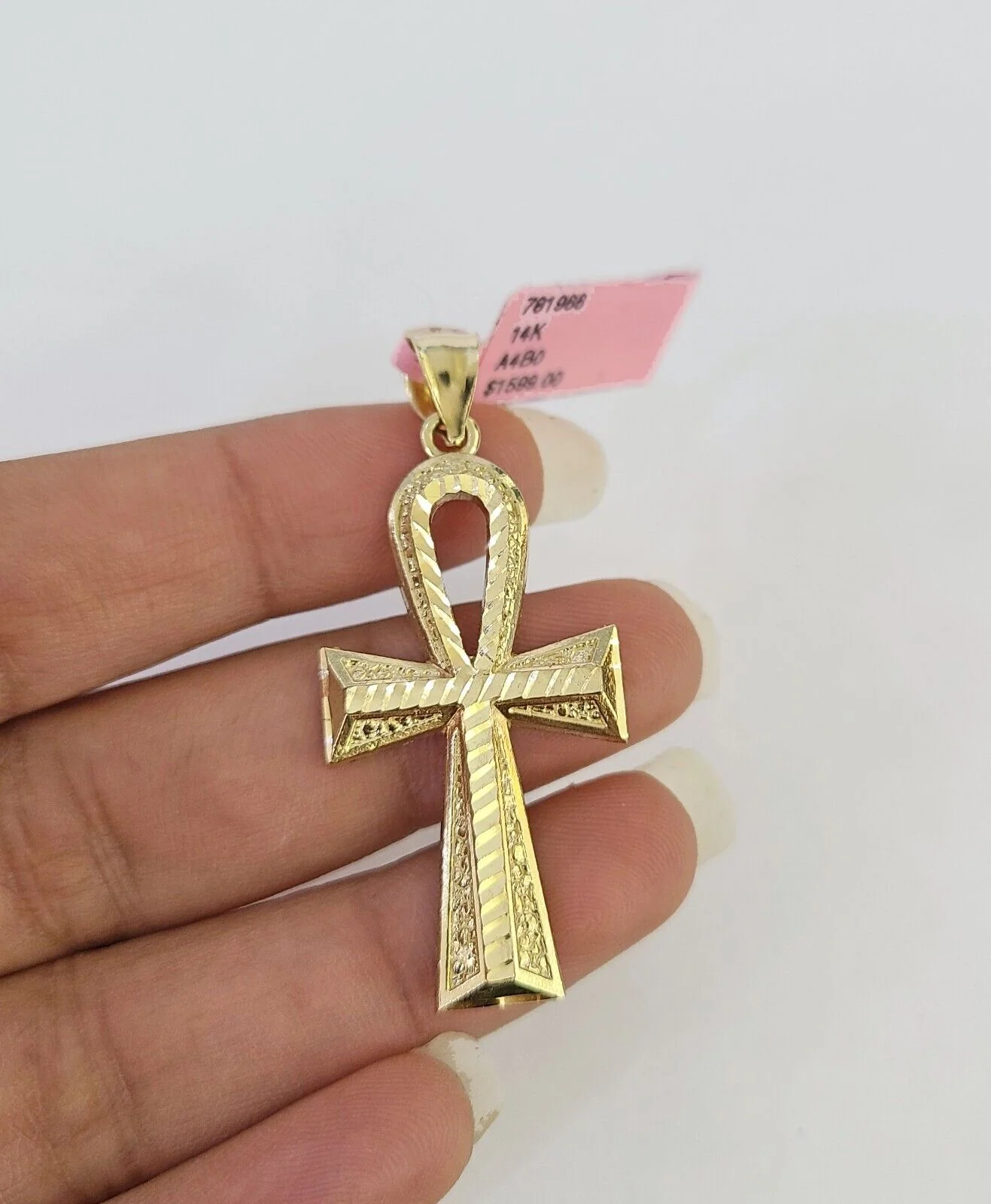 14k Ankh Cross Pendant Jesus Yellow Gold 14kt Charm REAL Religious Genuine - Image 2