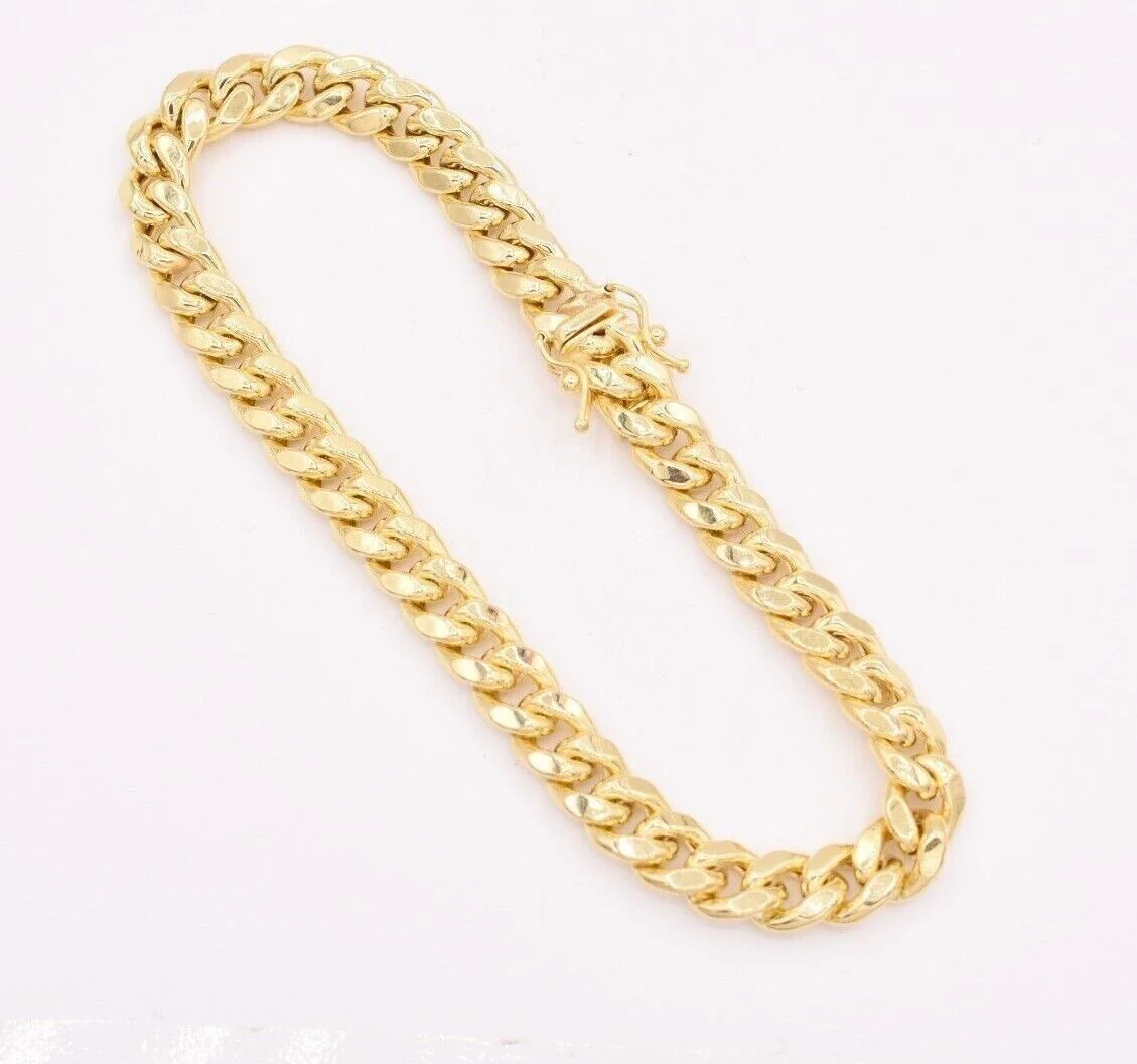 14k Bracelet Miami Cuban Link 7mm 7.5" Inch Real 14kt Yellow Gold Men Women - Image 5