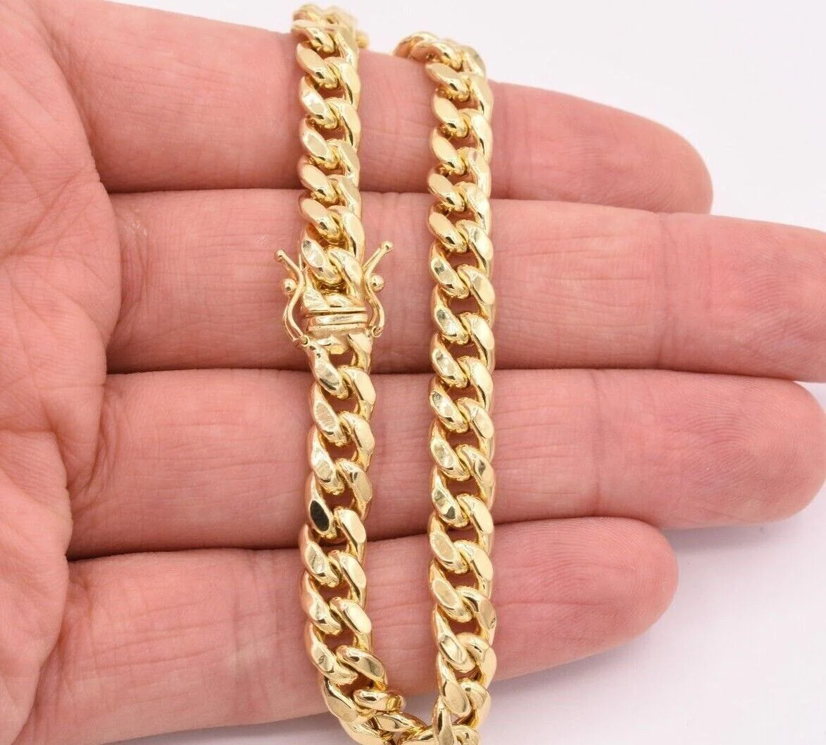 14k Bracelet Miami Cuban Link 7mm 8" Inch  Mens Real 14kt Yellow Gold Box Clasp - Image 2