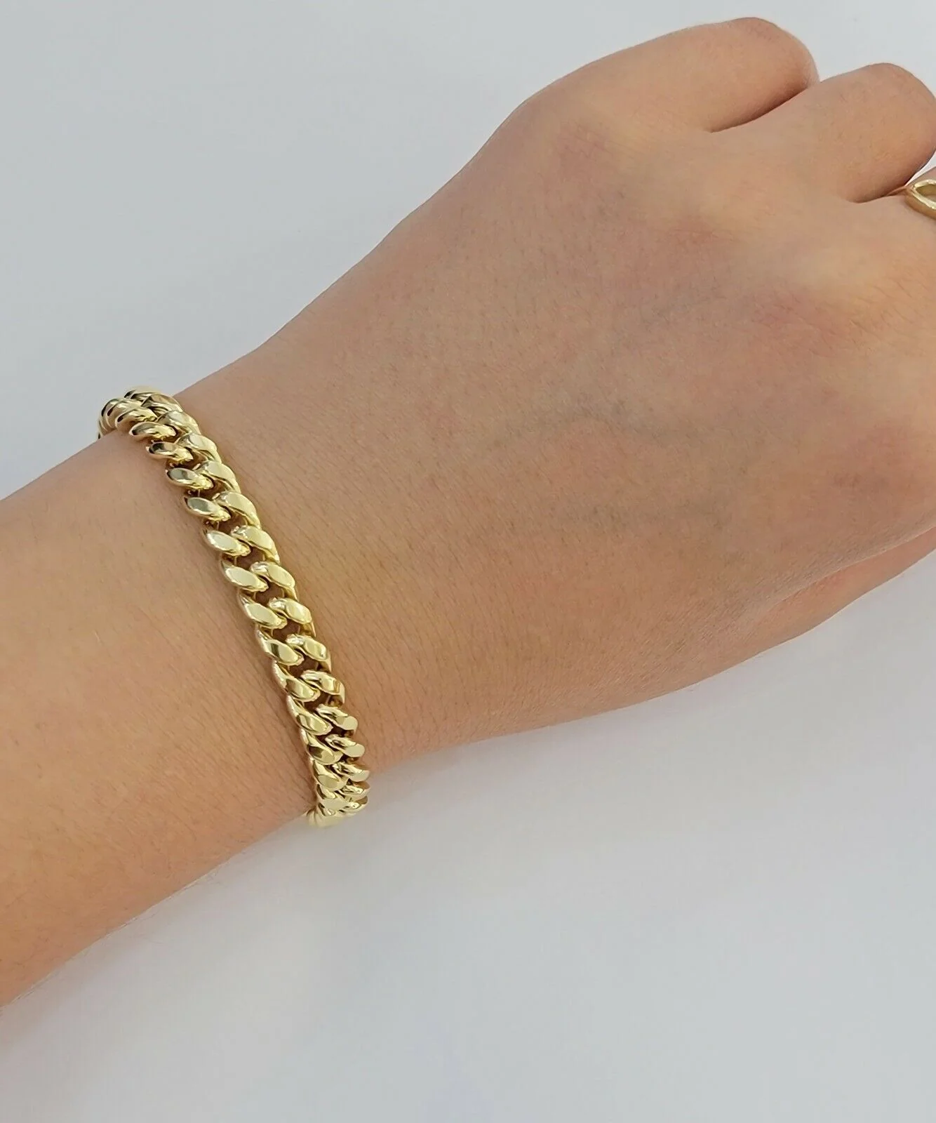 14k Bracelet Miami Cuban Link 7mm 8" Inch  Mens Real 14kt Yellow Gold Box Clasp - Image 3