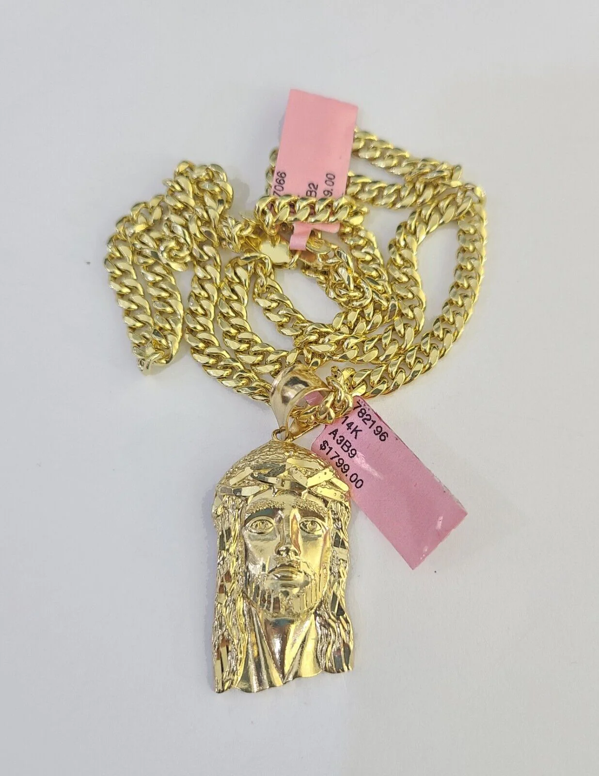 14k Chain Jesus Head Charm Set Miami Cuban Link 5mm 18"-30" Necklace Pendant - Image 5