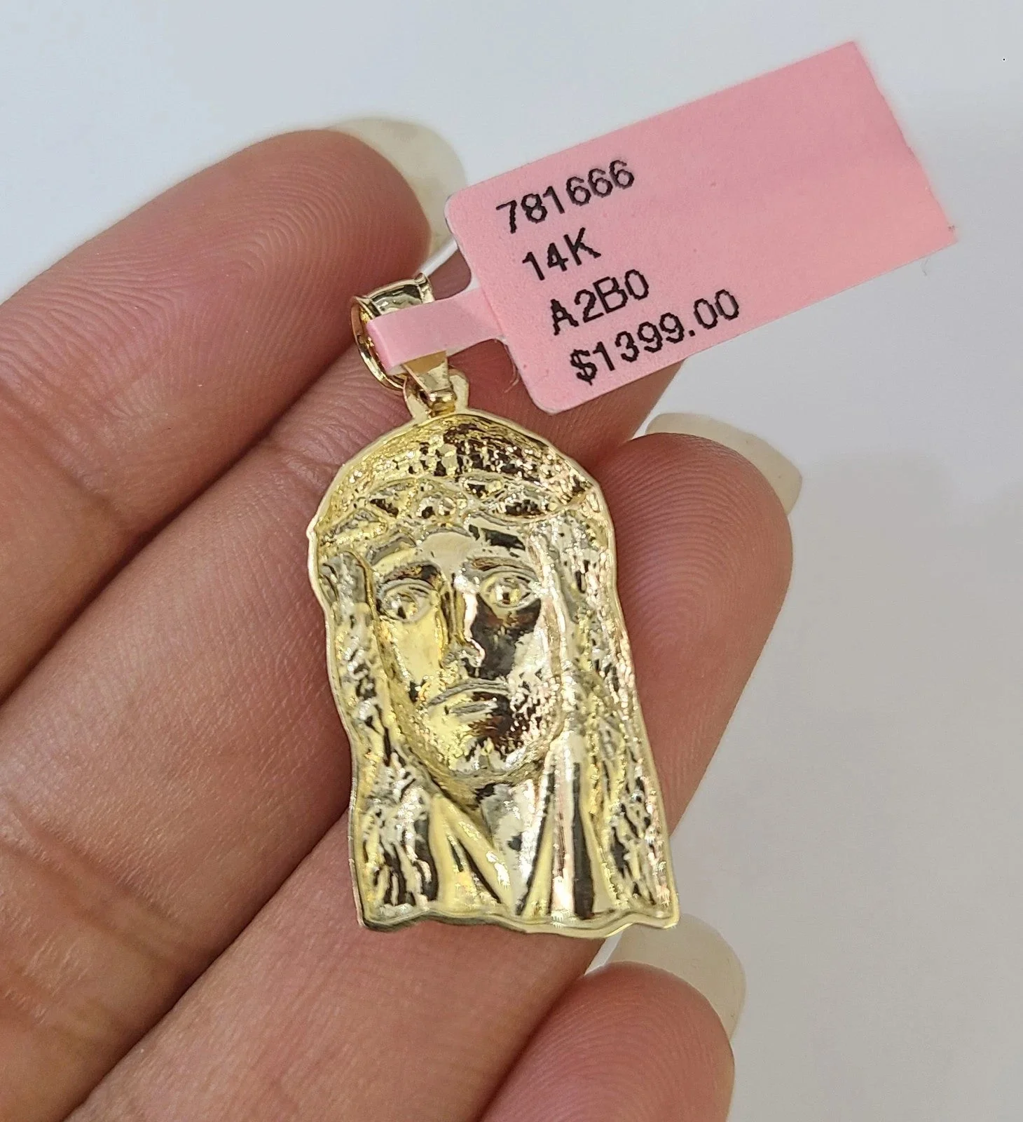 14k Chain Jesus Head Pendant Solid TriColor Cuban Curb Link 4mm 18"-28" Inch - Image 6