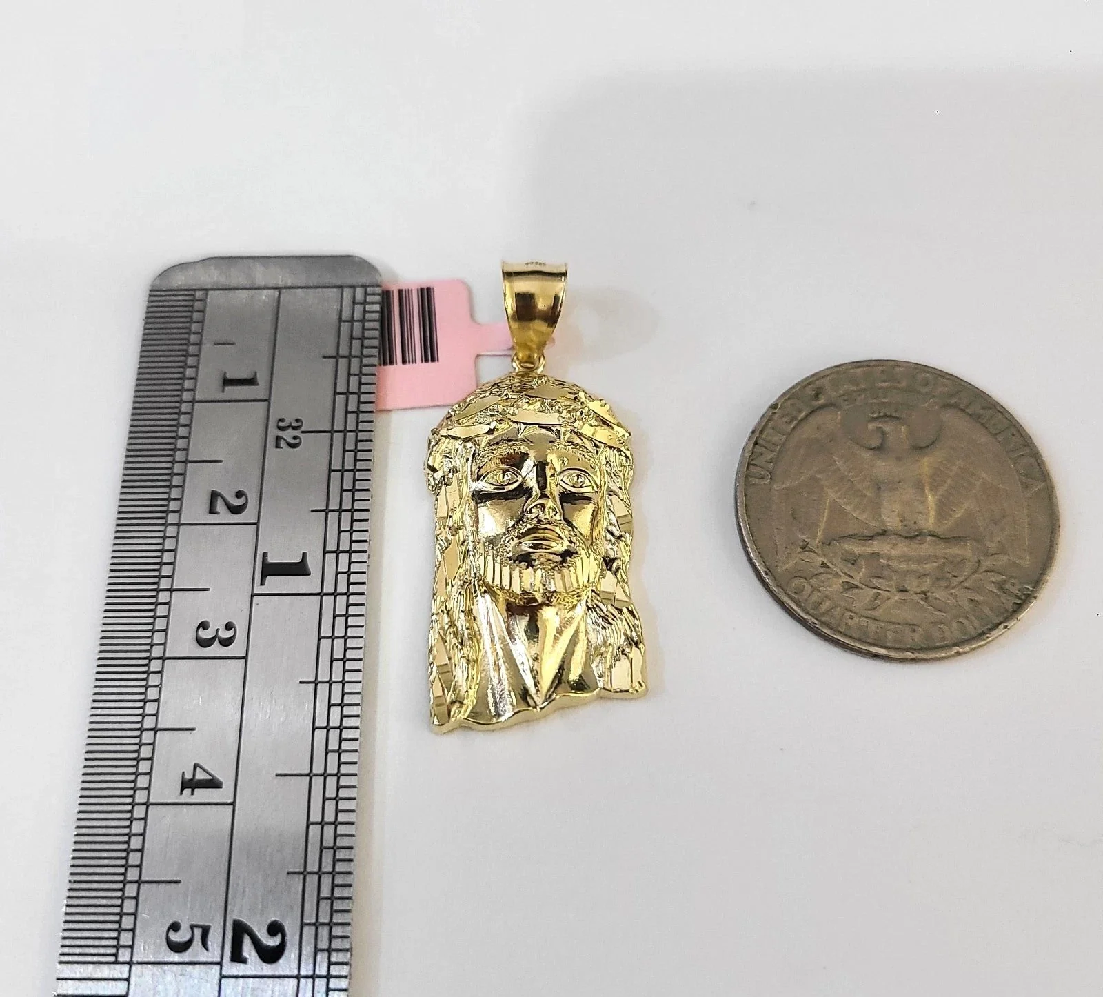 14k Chain Jesus Head Pendant Solid TriColor Cuban Curb Link 4mm 18"-28" Inch - Image 5