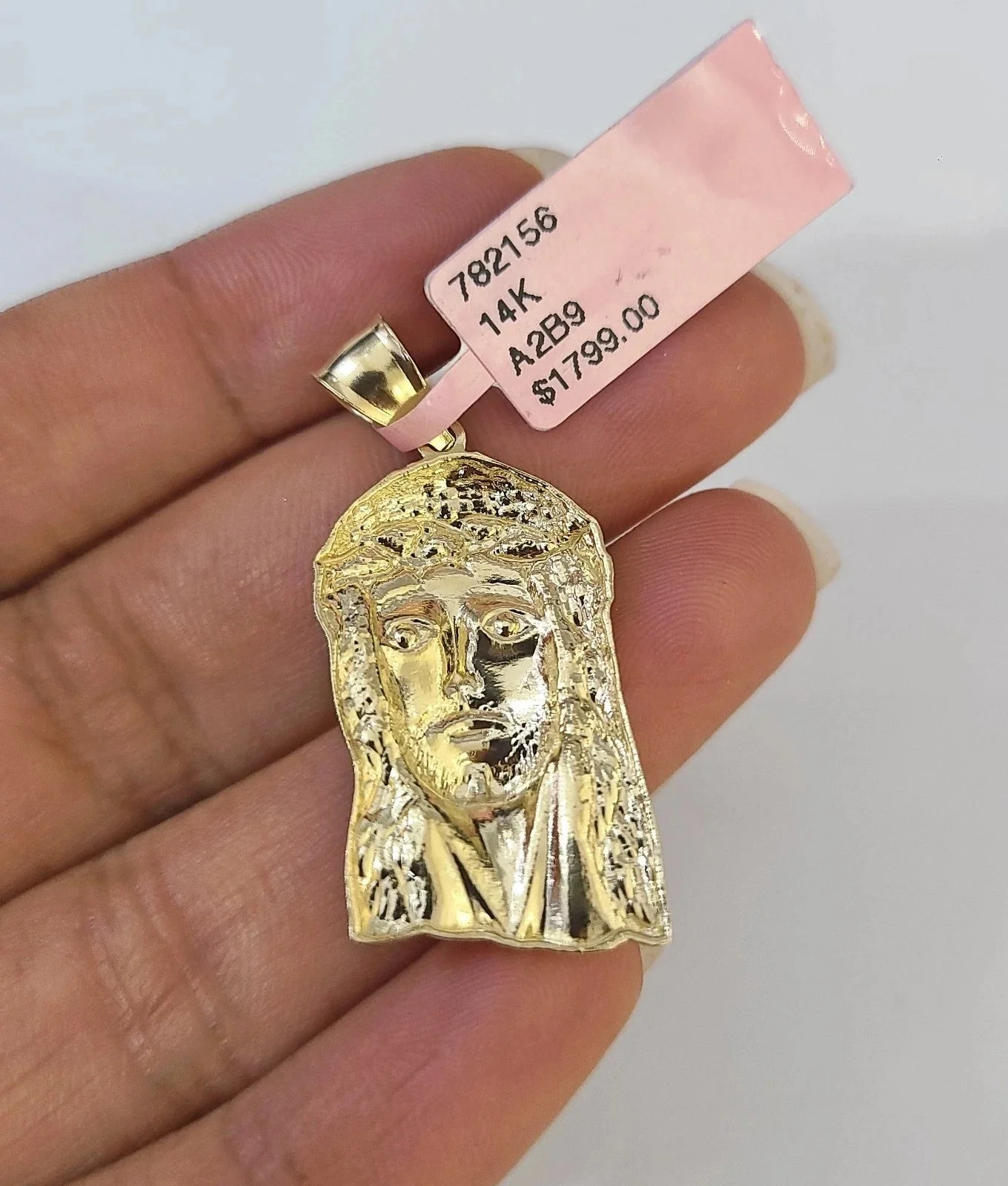 14k Chain Jesus Head Pendant Solid TriColor Cuban Curb Link 4mm 18"-28" Inch - Image 6