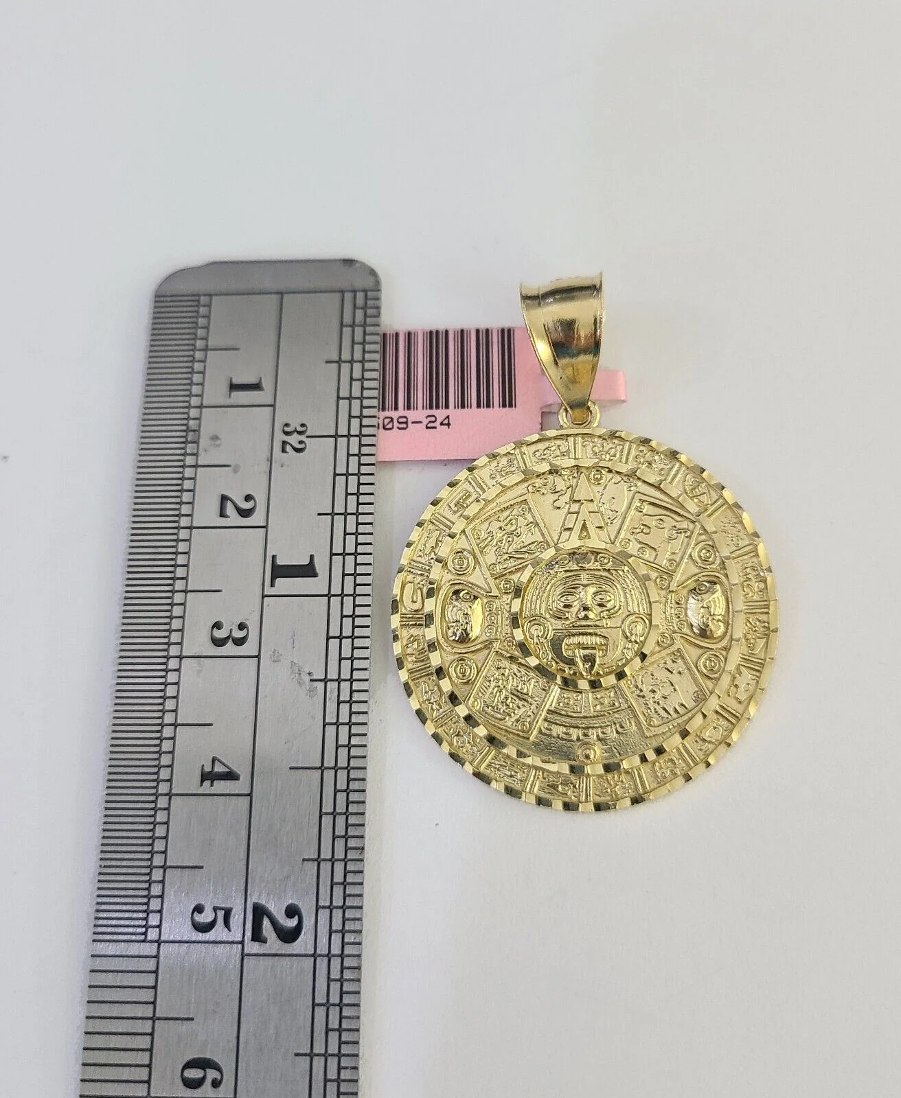 14k Chain Mayan Calendar Charm Set Miami Cuban Link 5mm 18"-30" Necklace Pendant - Image 2