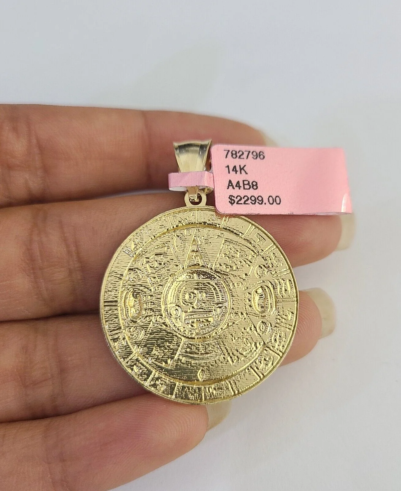 14k Chain Mayan Calendar Charm Set Miami Cuban Link 5mm 18"-30" Necklace Pendant - Image 7