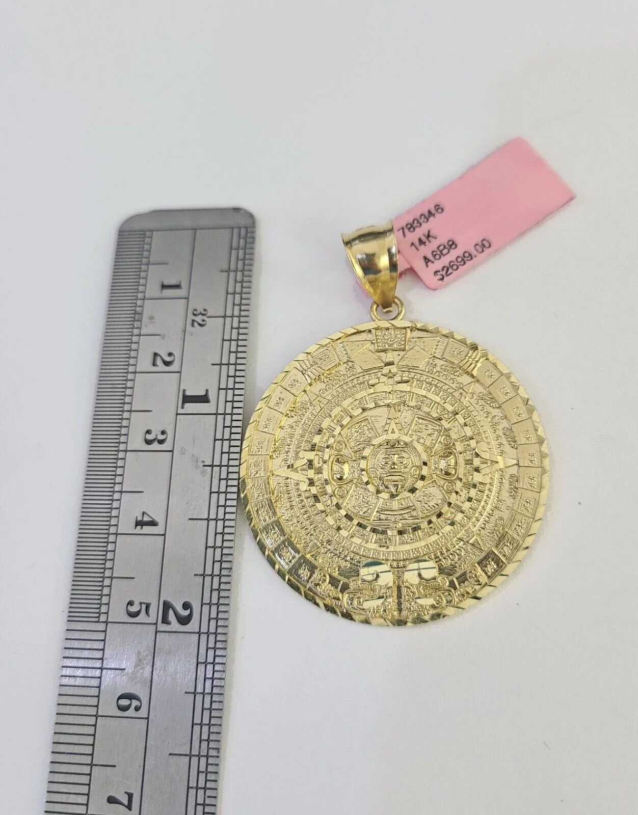 14k Chain Mayan Calendar Charm Set Miami Cuban Link 5mm 18"-30" Necklace Pendant - Image 2