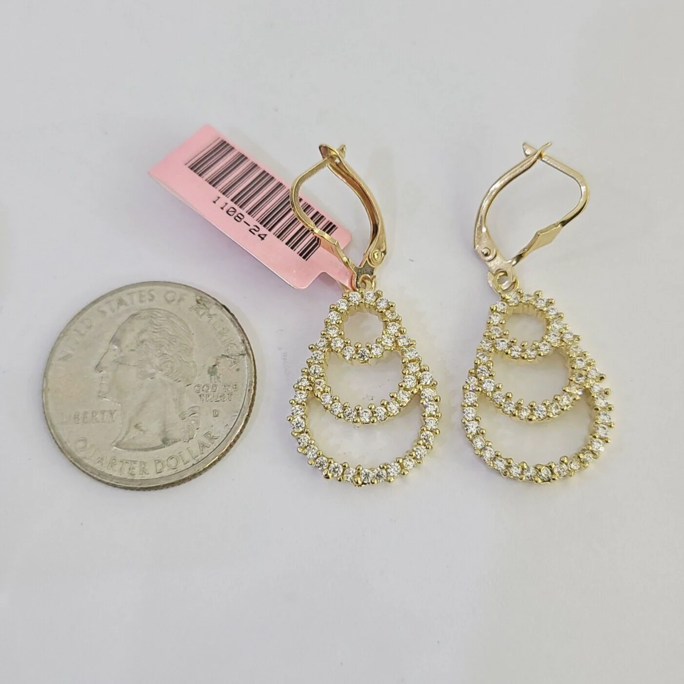 14k Chandelier Dangle Earrings Pendant Charm SET Yellow Gold Real Genuine 14Kt - Image 3