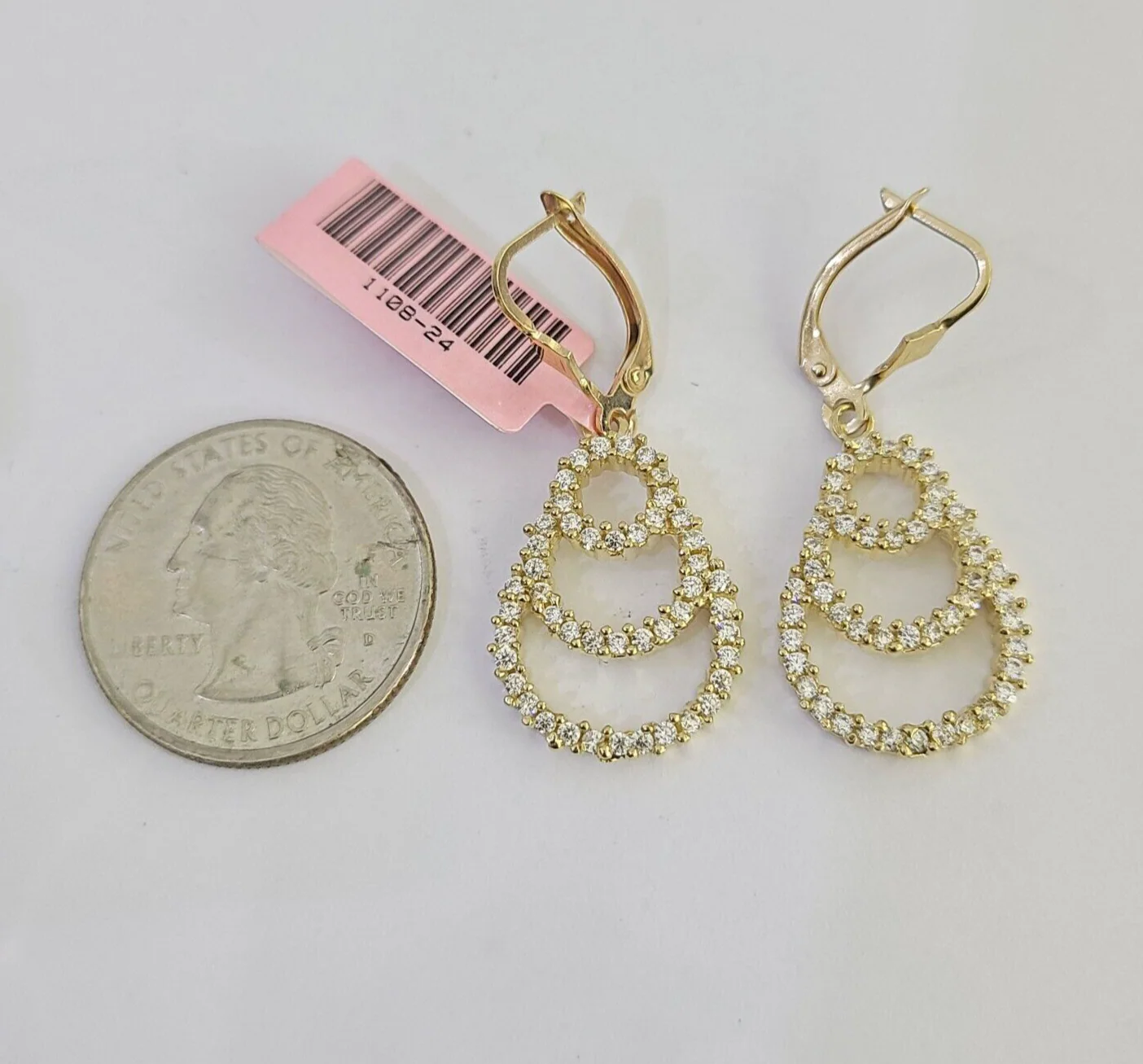 14k Chandelier Dangle Earrings Yellow Gold Push Back Real Women Genuine 14Kt - Image 3