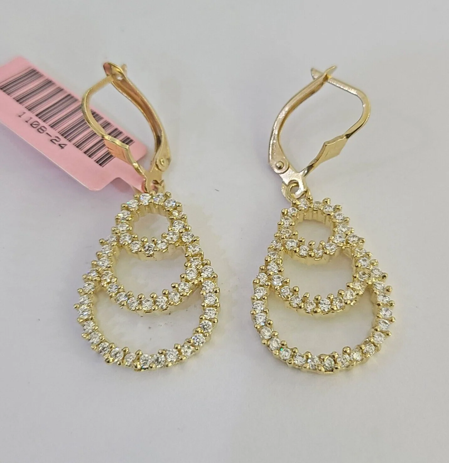 14k Chandelier Dangle Earrings Yellow Gold Push Back Real Women Genuine 14Kt - Image 4