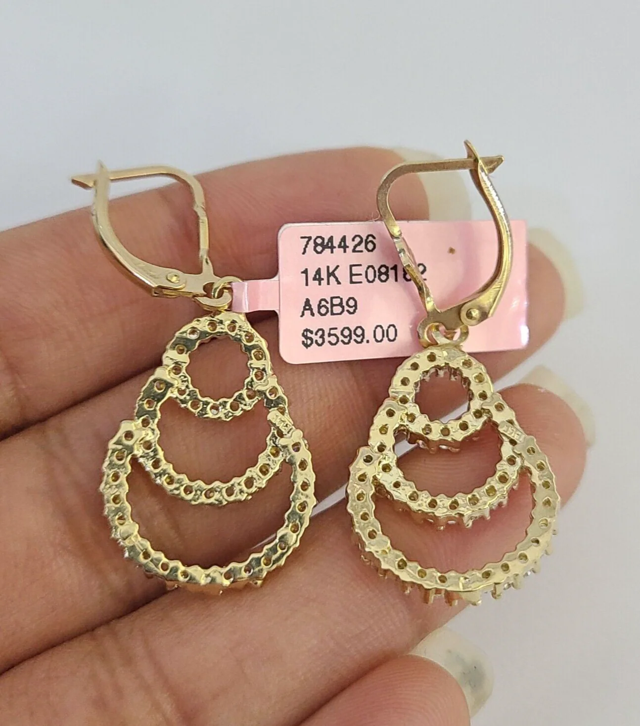 14k Chandelier Dangle Earrings Yellow Gold Push Back Real Women Genuine 14Kt - Image 5